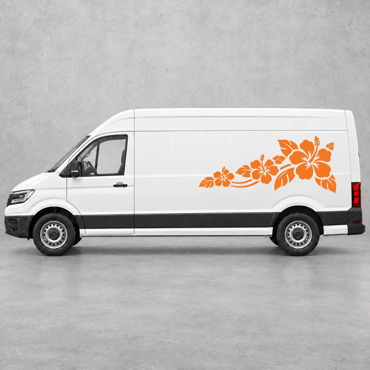 VW Crafter Hibiscus Flower Trail Side Graphics in Orange & Orange