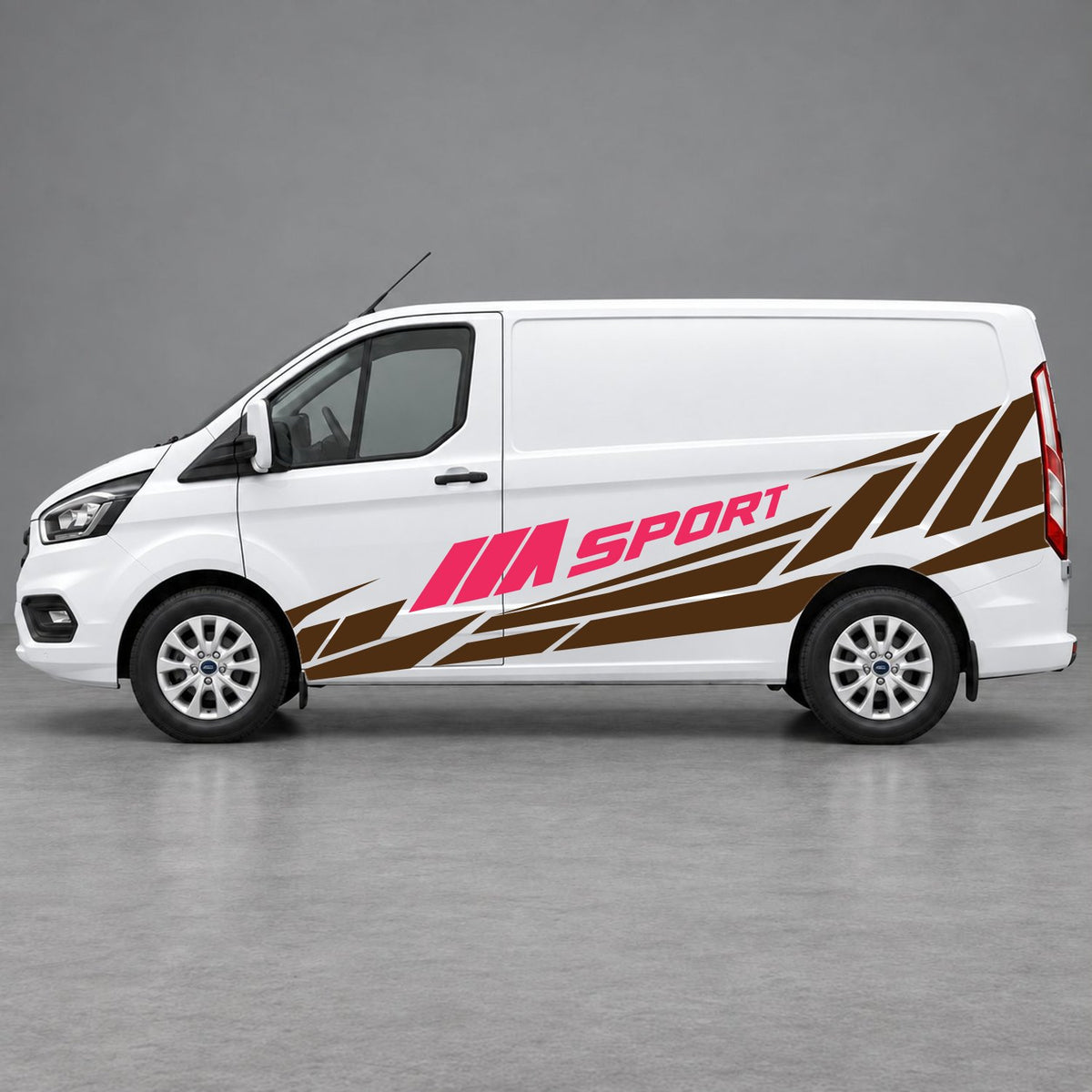Ford Transit Custom M Sport Racing Side Graphics in Brown & Pink