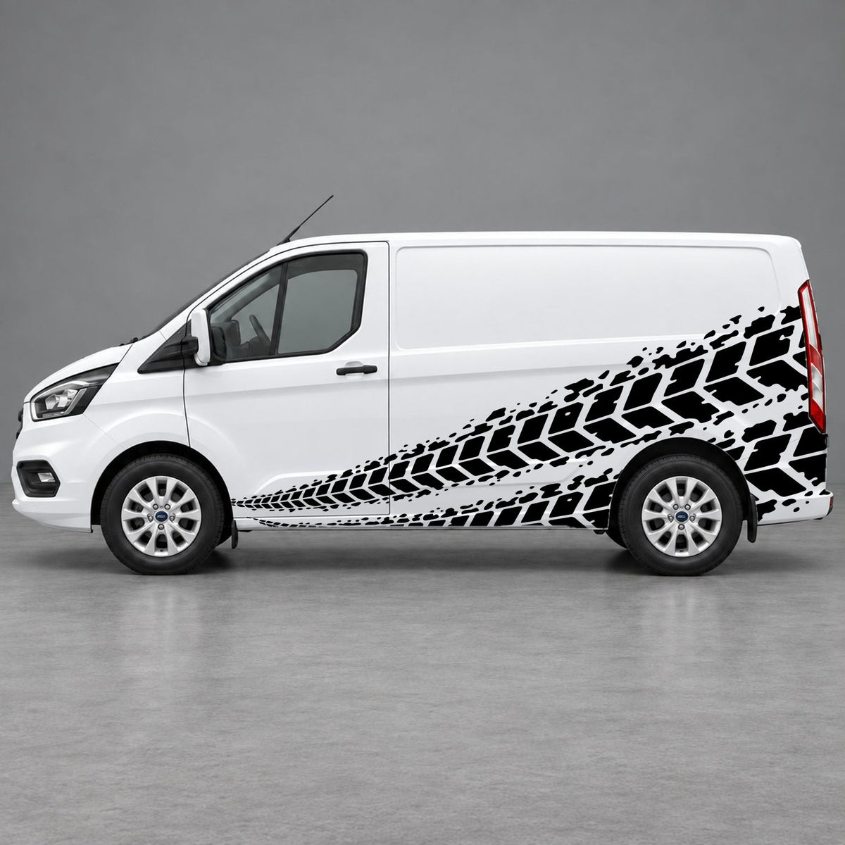 Ford Transit Custom Tyre Tread Side Graphics in Black