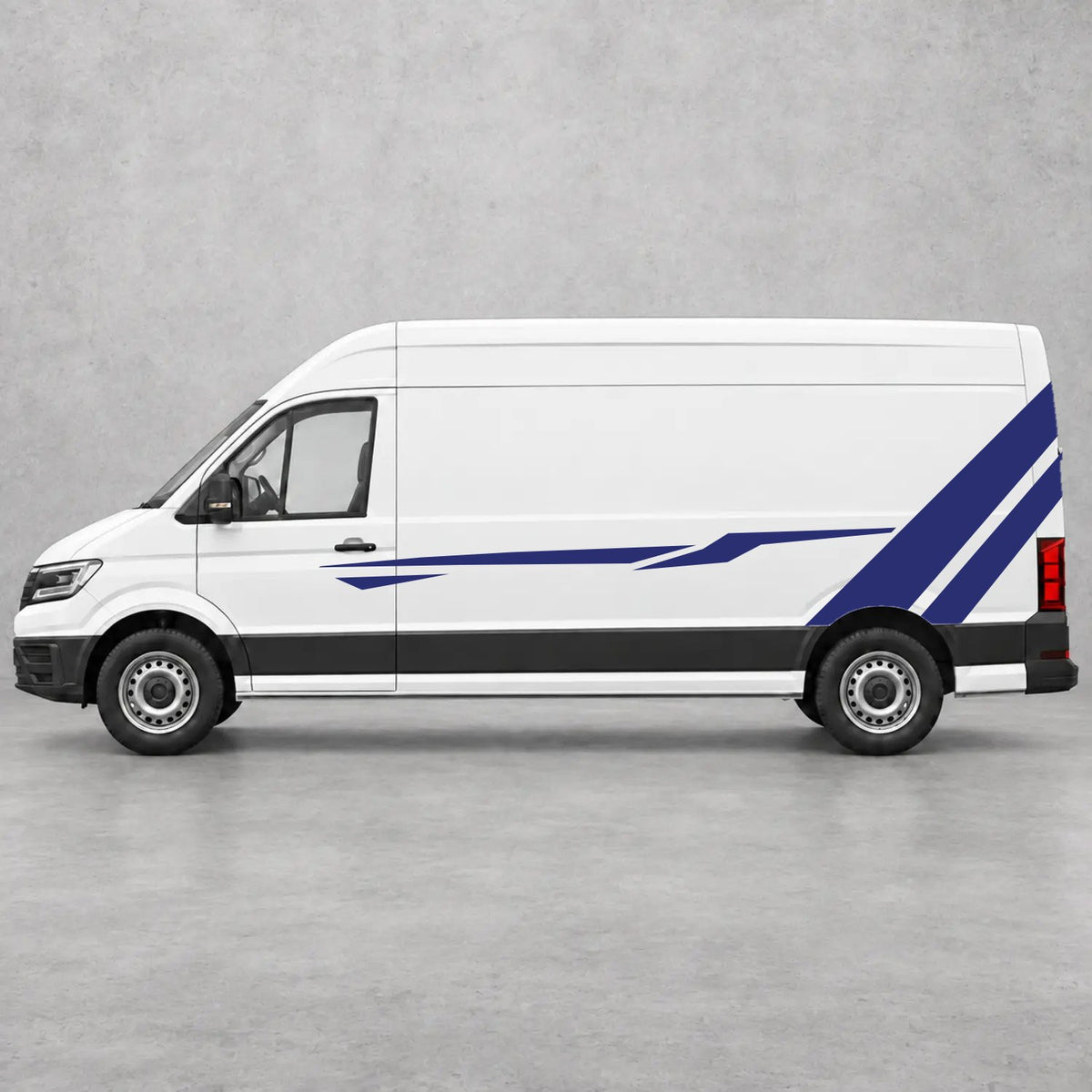 VW Crafter Bold Rear Diagonal Side Stripes in Navy Blue & Navy Blue