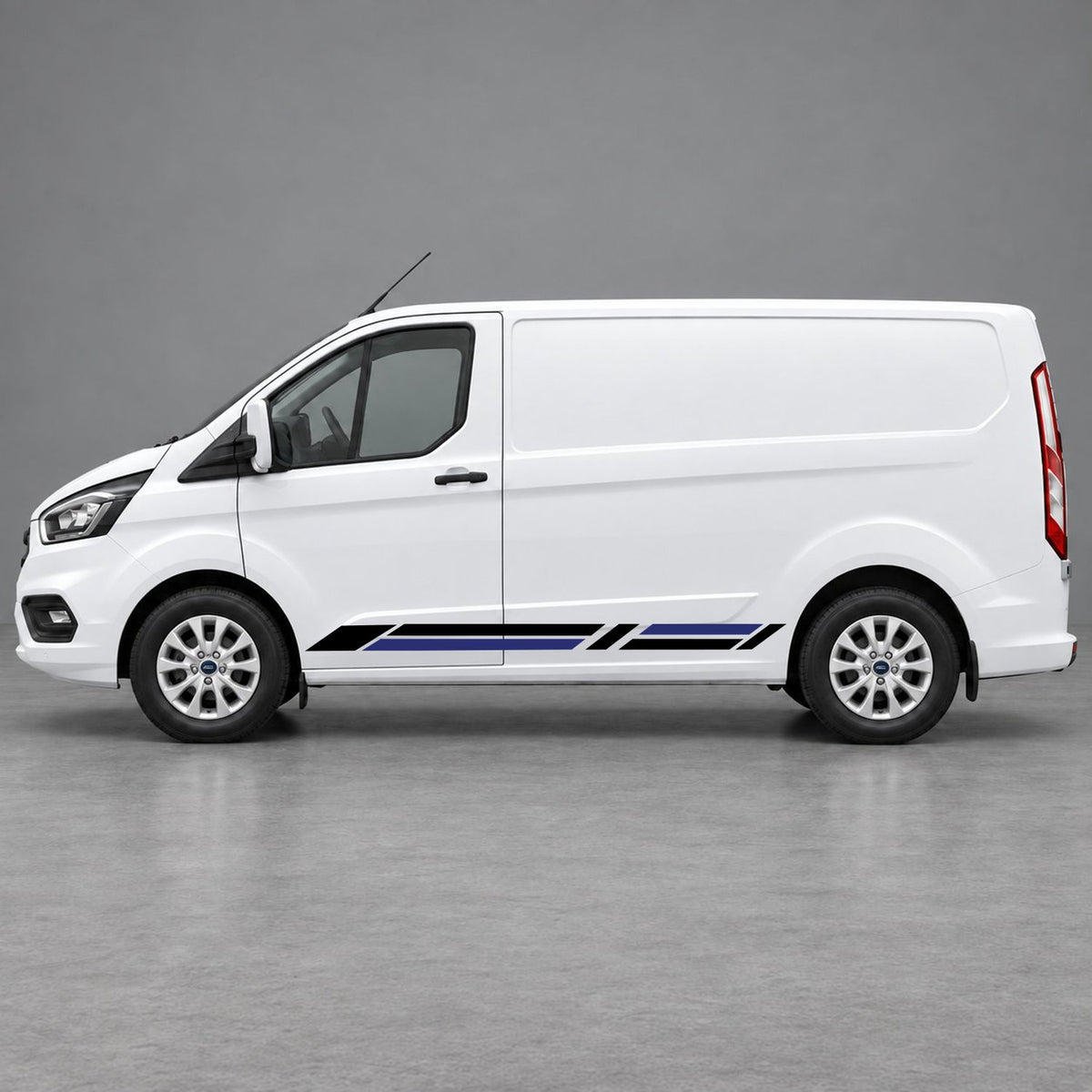 Ford Transit Custom Geometric Lower Side Stripes in Black & Navy Blue