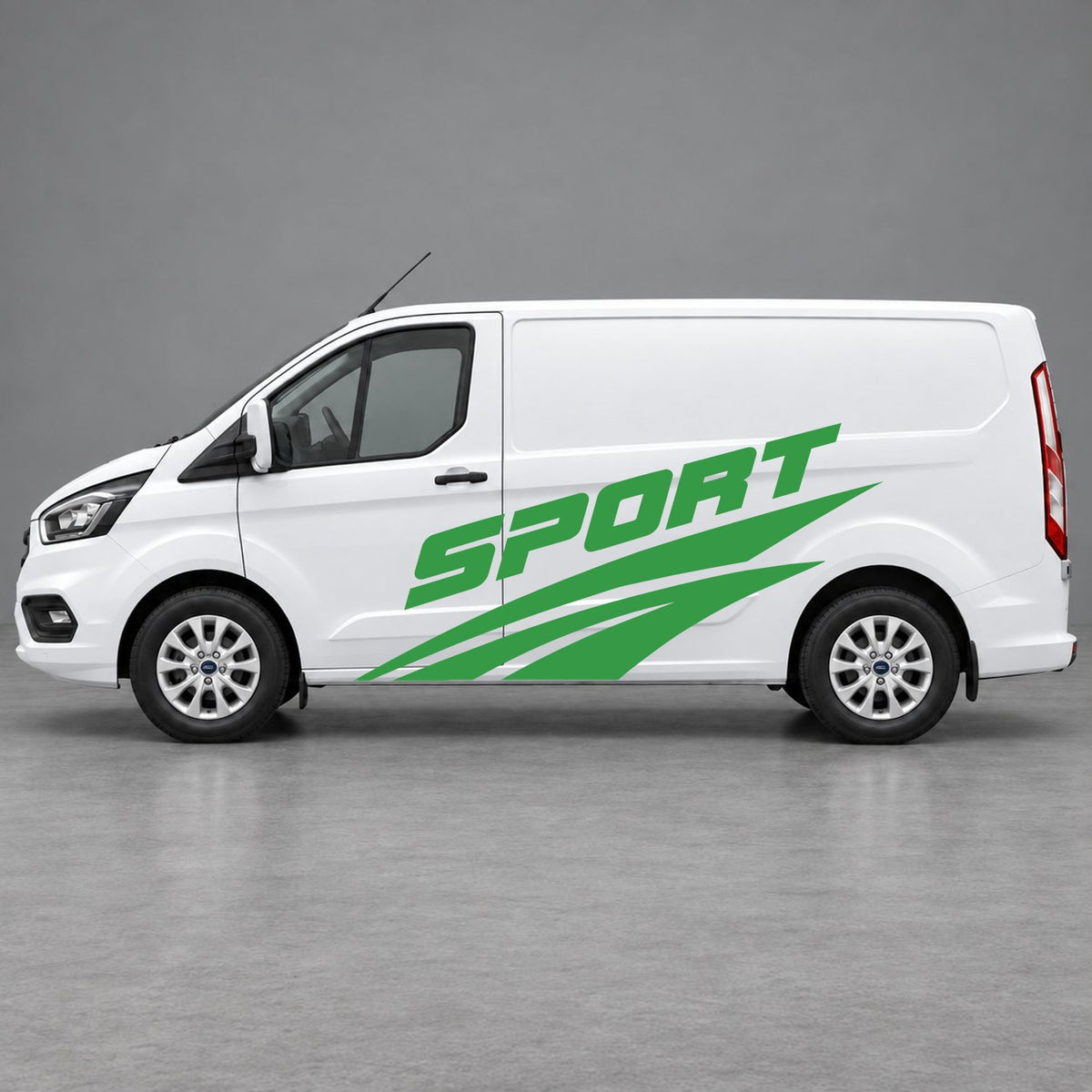 Ford Transit Custom Sport Twin Stripe Side Graphics in Green & Green