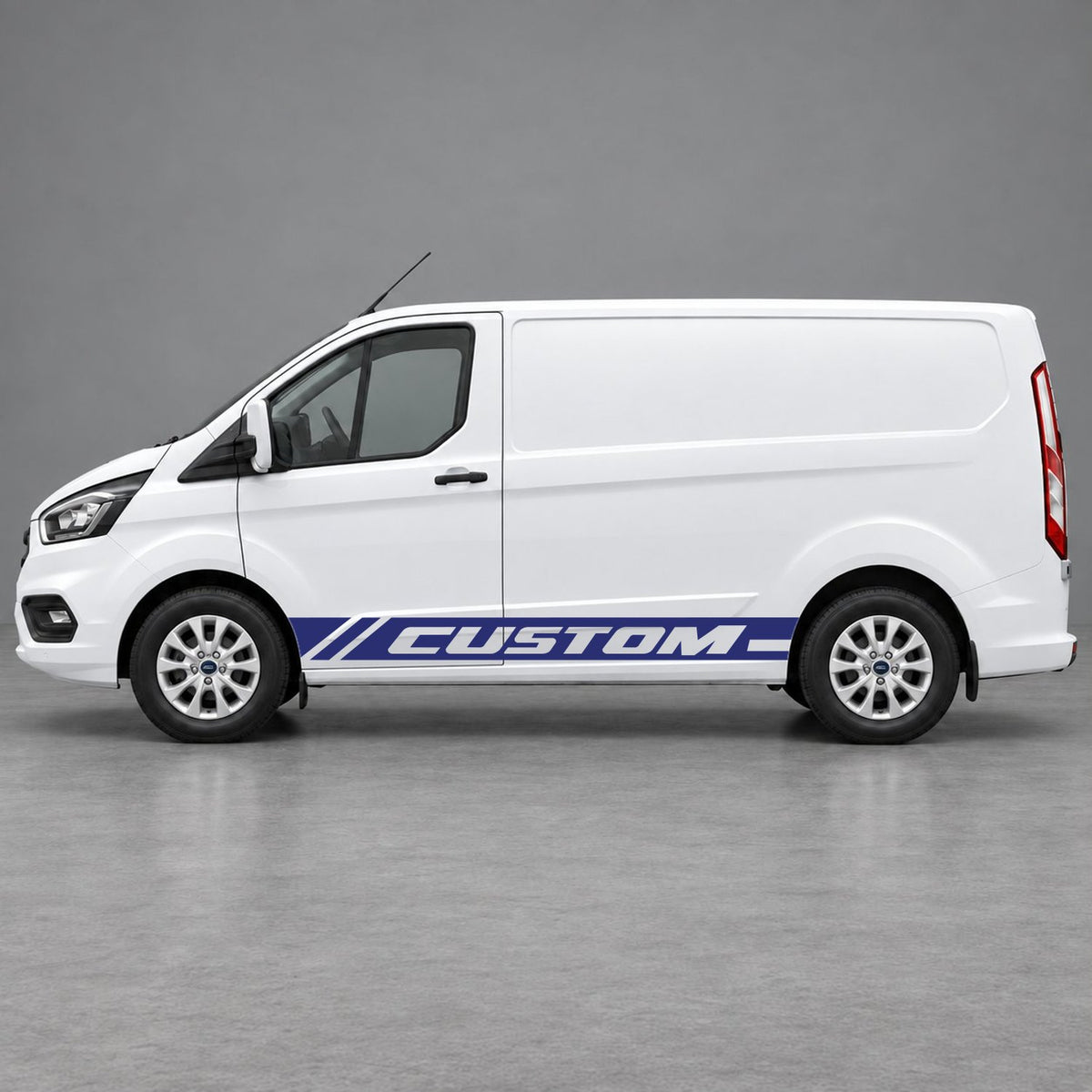 Ford Transit Custom Custom Lower Side Stripes in Navy Blue & Navy Blue