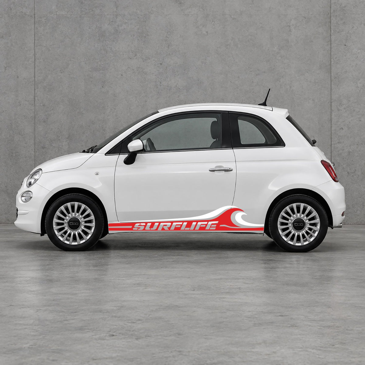 Fiat 500 Surf Life Side Stripes Kit - Pair Supplied in Red & White