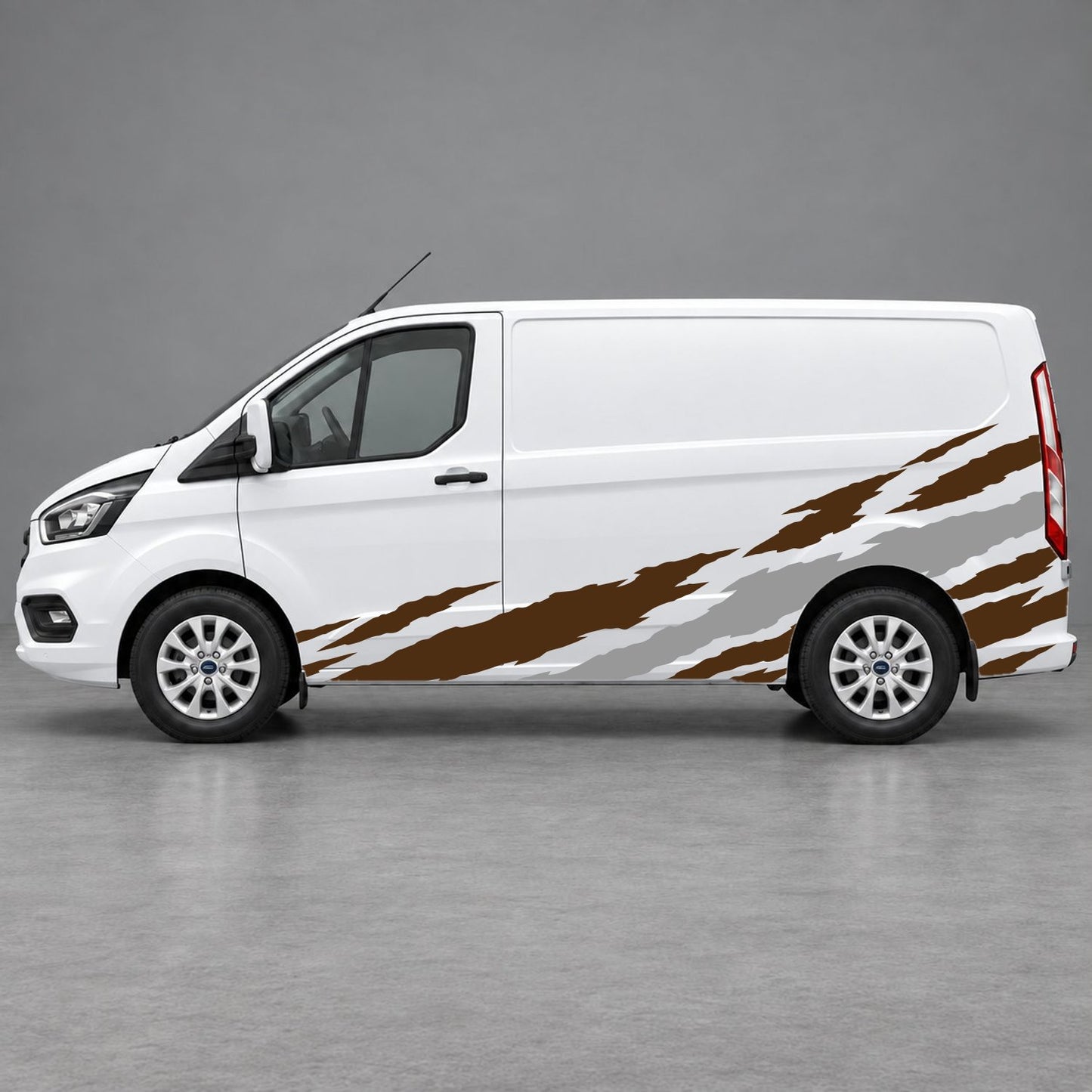Ford Transit Custom Claw Scratch Side Graphics in Brown & Grey