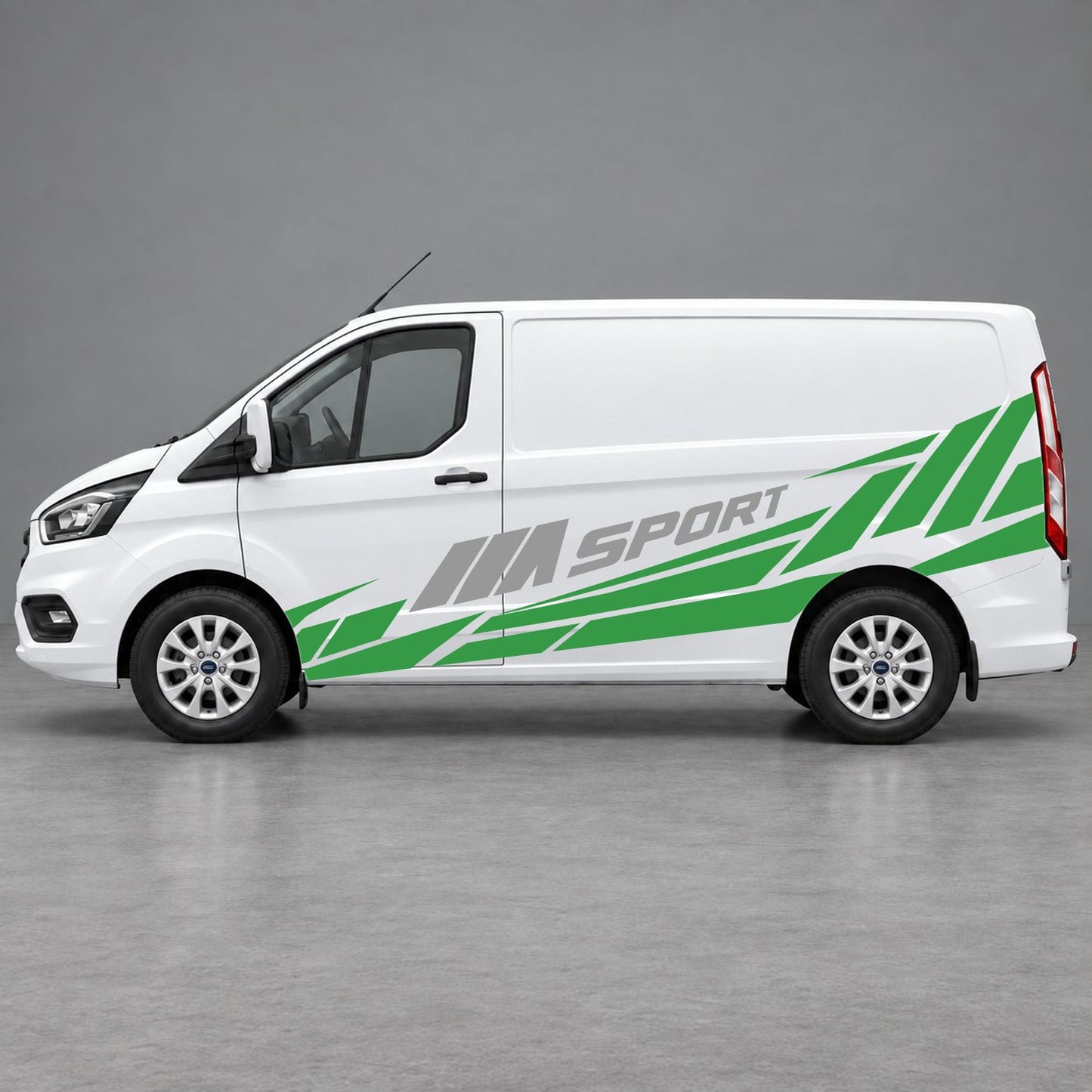 Ford Transit Custom M Sport Racing Side Graphics in Green & Grey