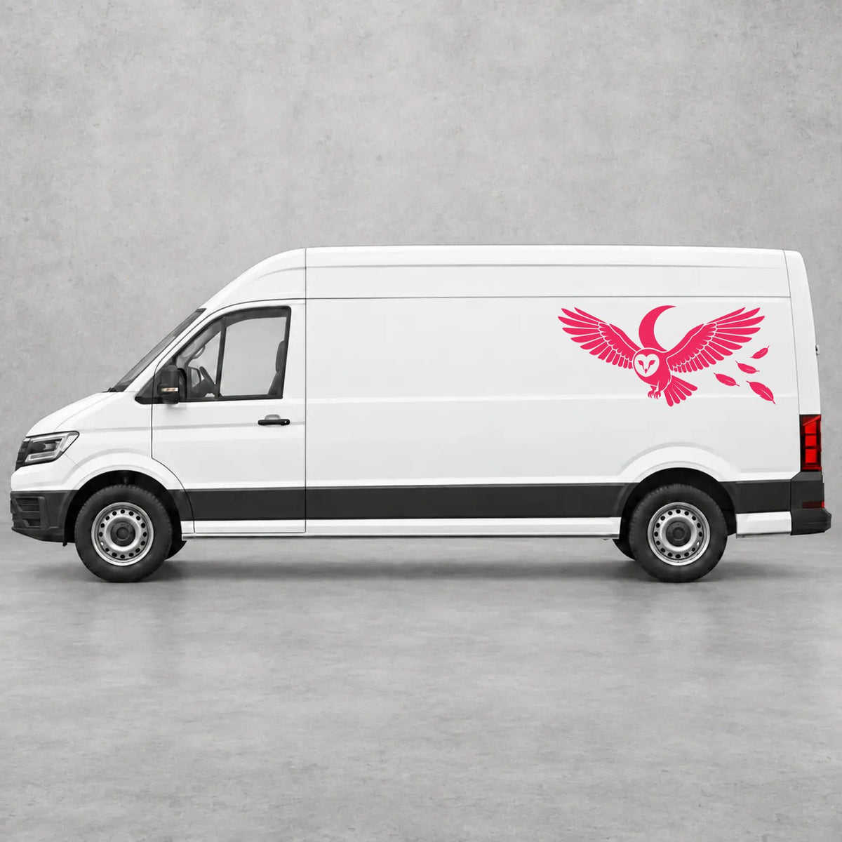 VW Crafter Flying Owl Side Graphics in Pink