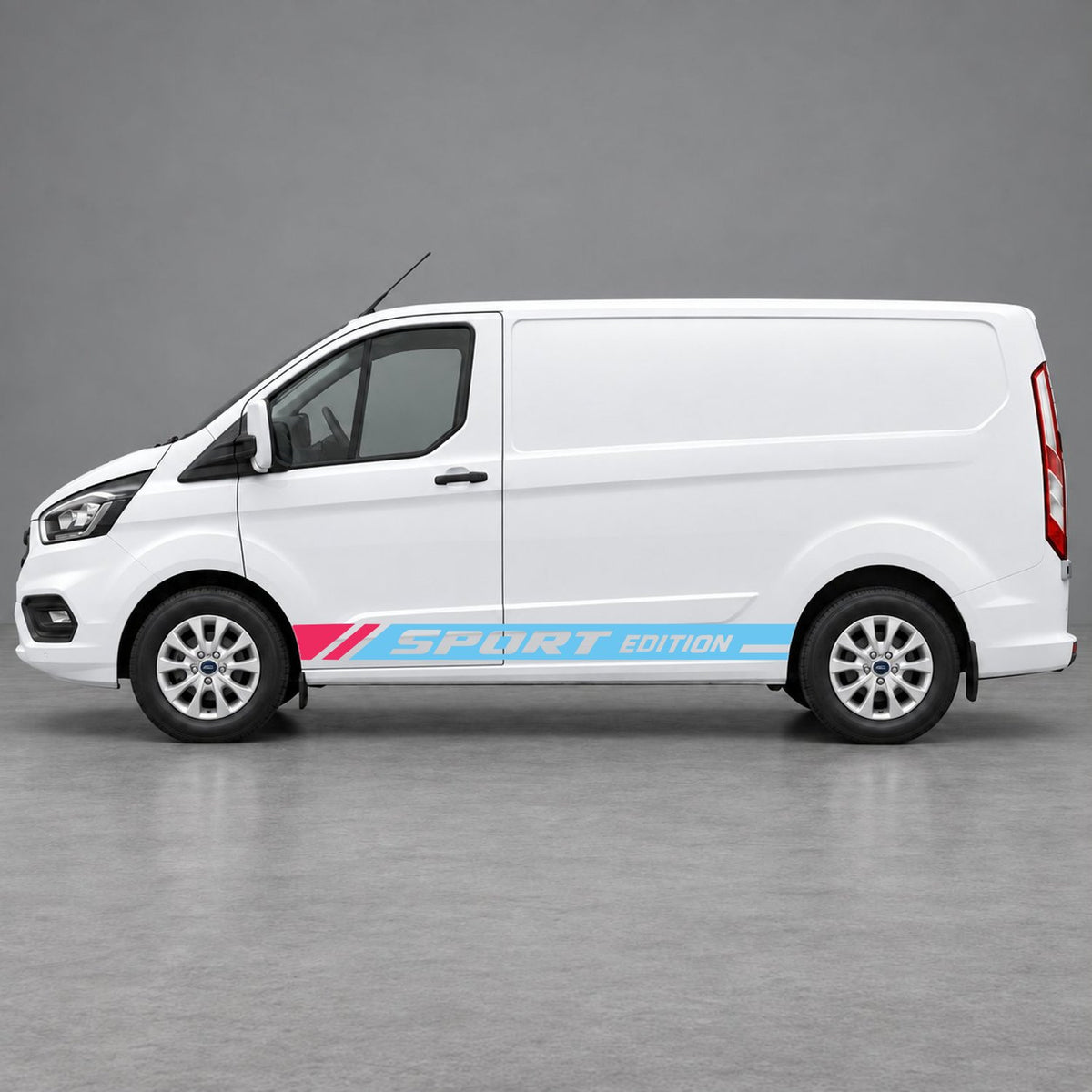 Ford Transit Custom Sport Edition Lower Side Graphics in Light Blue & Pink