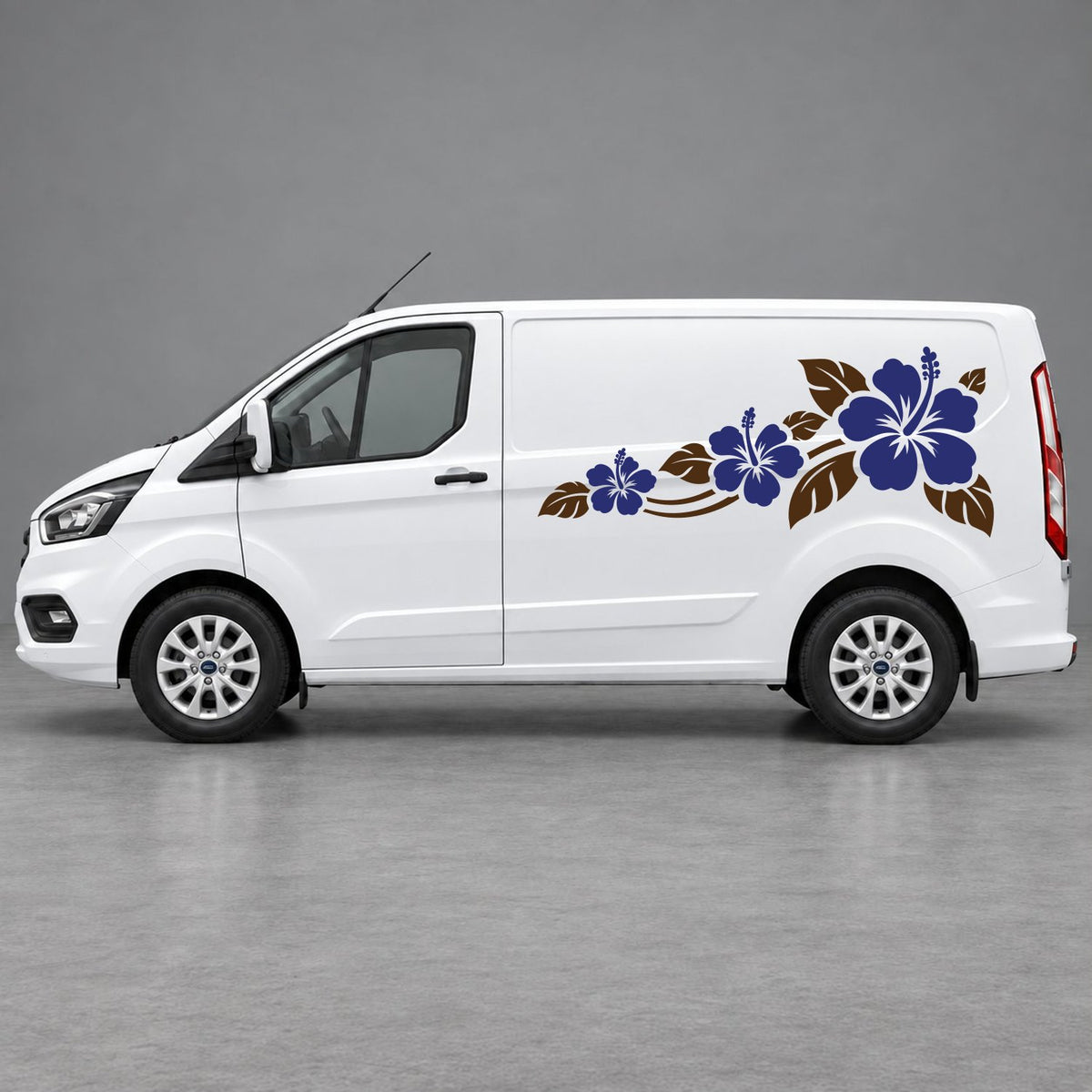 Ford Transit Custom Hibiscus Flower Trail Side Graphics in Brown & Navy Blue