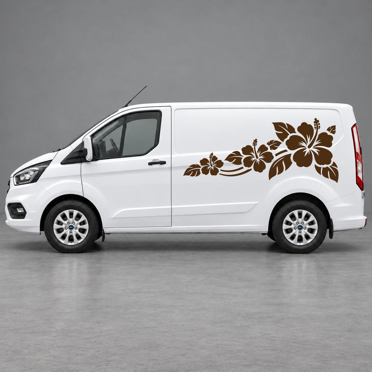 Ford Transit Custom Hibiscus Flower Trail Side Graphics in Brown & Brown