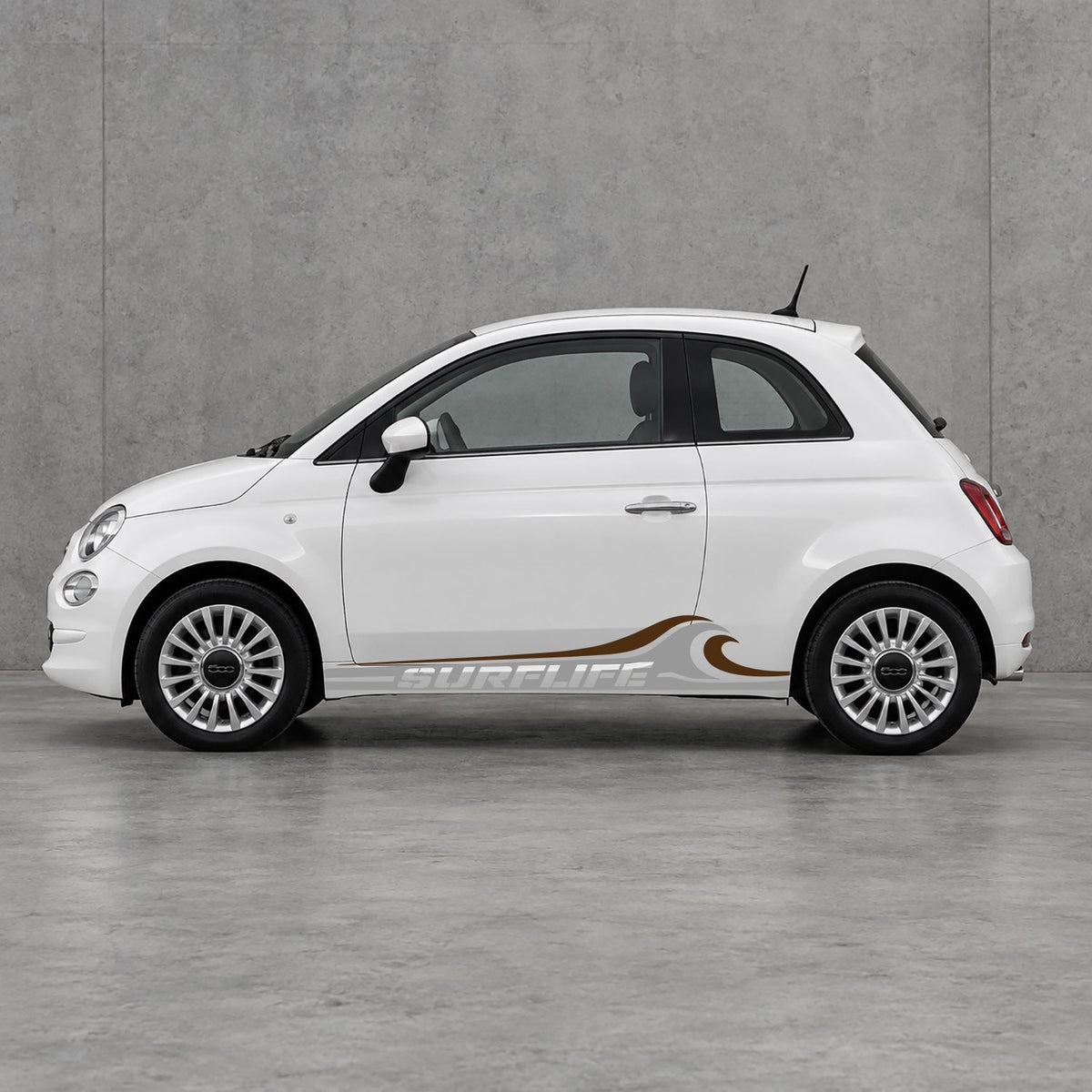 Fiat 500 Surf Life Side Stripes Kit - Pair Supplied in Grey & Brown