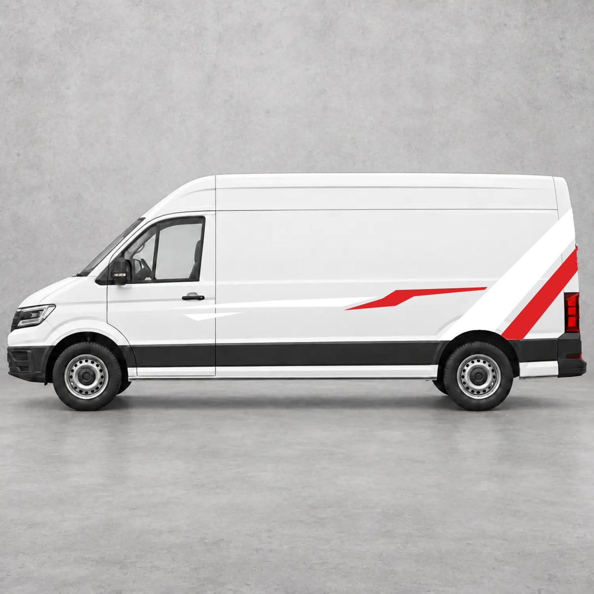 VW Crafter Bold Rear Diagonal Side Stripes in White & Red