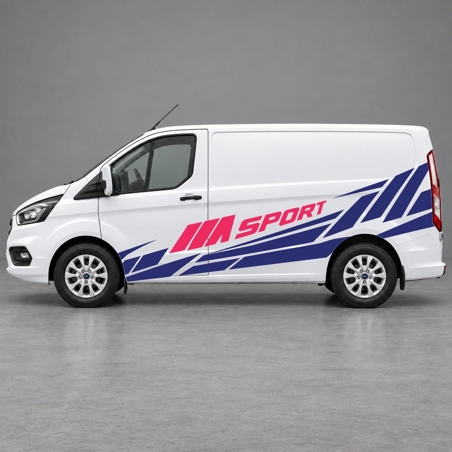 Ford Transit Custom M Sport Racing Side Graphics in Navy Blue & Pink