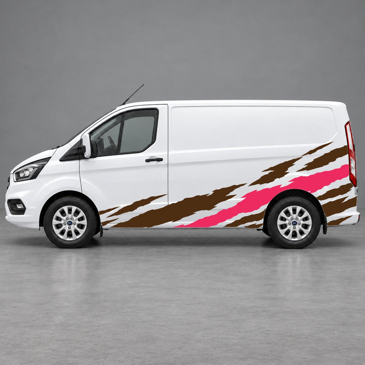 Ford Transit Custom Claw Scratch Side Graphics in Brown & Pink