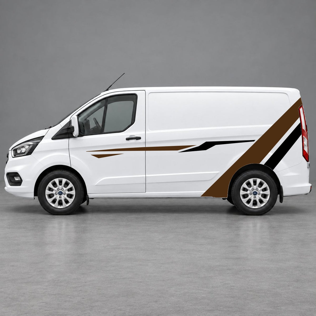 Ford Transit Custom Bold Rear Diagonal Side Stripes in Brown & Black