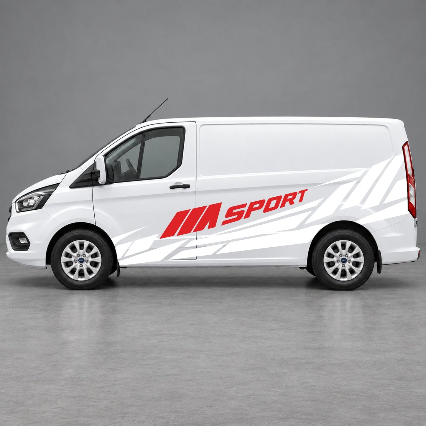Ford Transit Custom M Sport Racing Side Graphics in White & Red