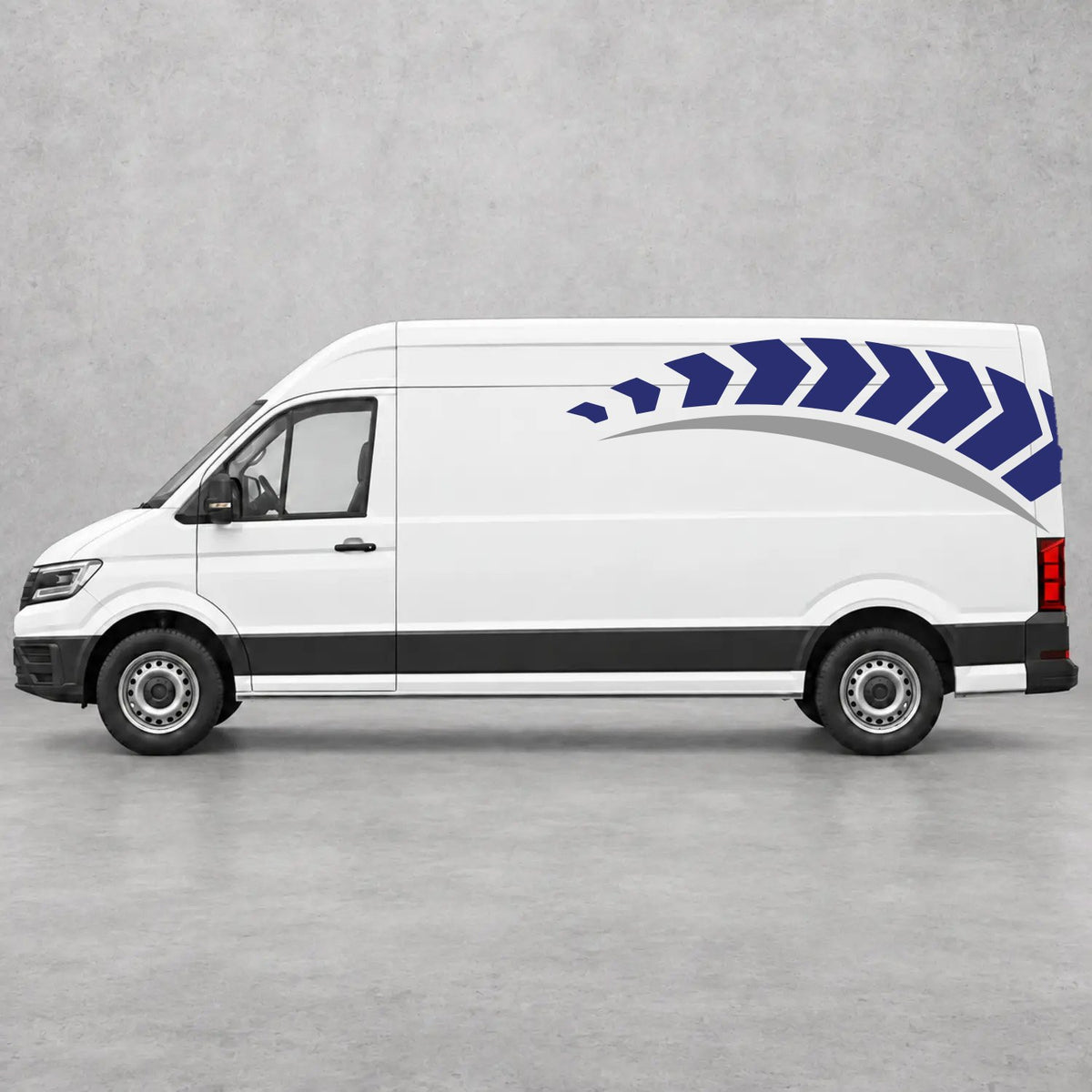 VW Crafter Chevron Track Side Graphics in Navy Blue & Grey