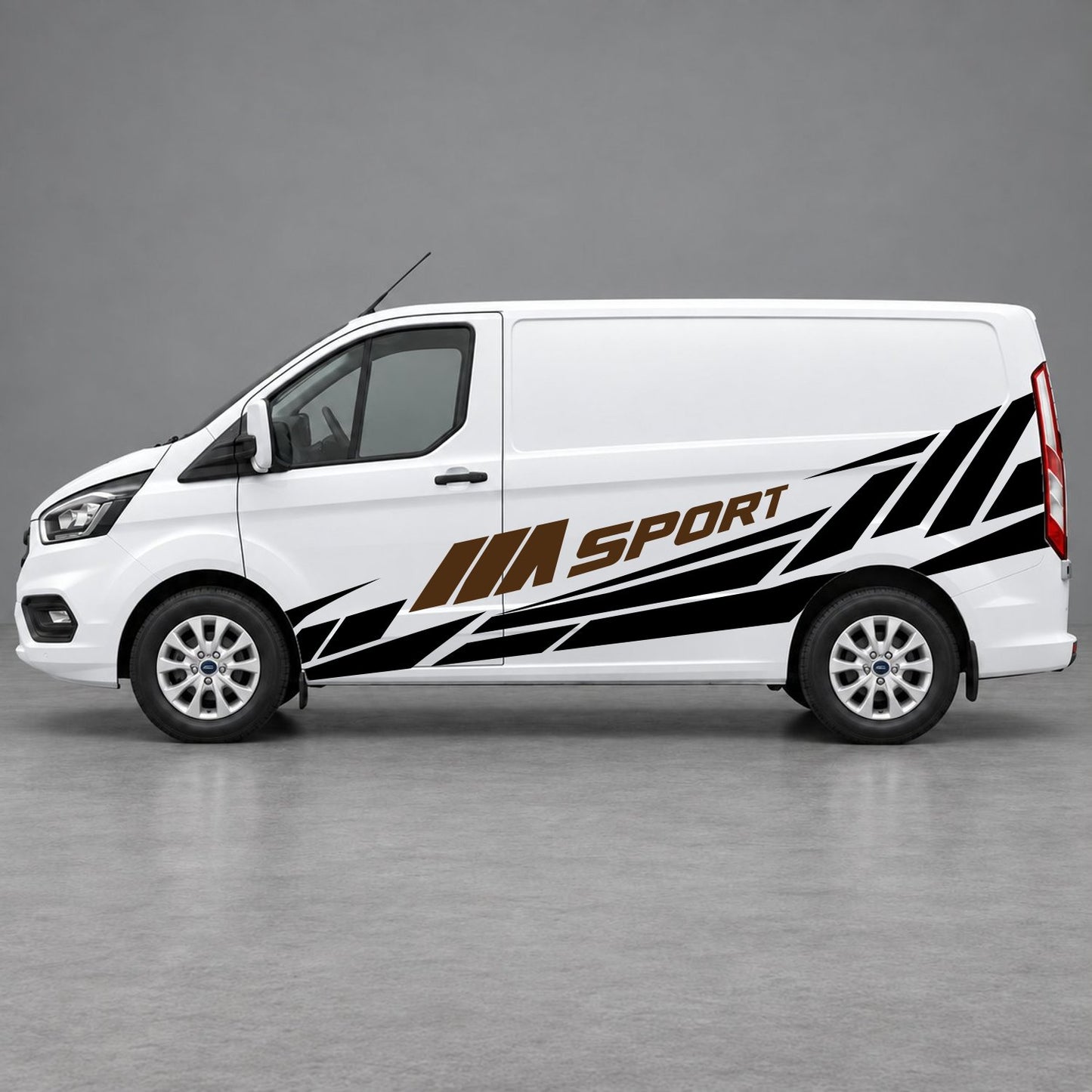 Ford Transit Custom M Sport Racing Side Graphics in Black & Brown