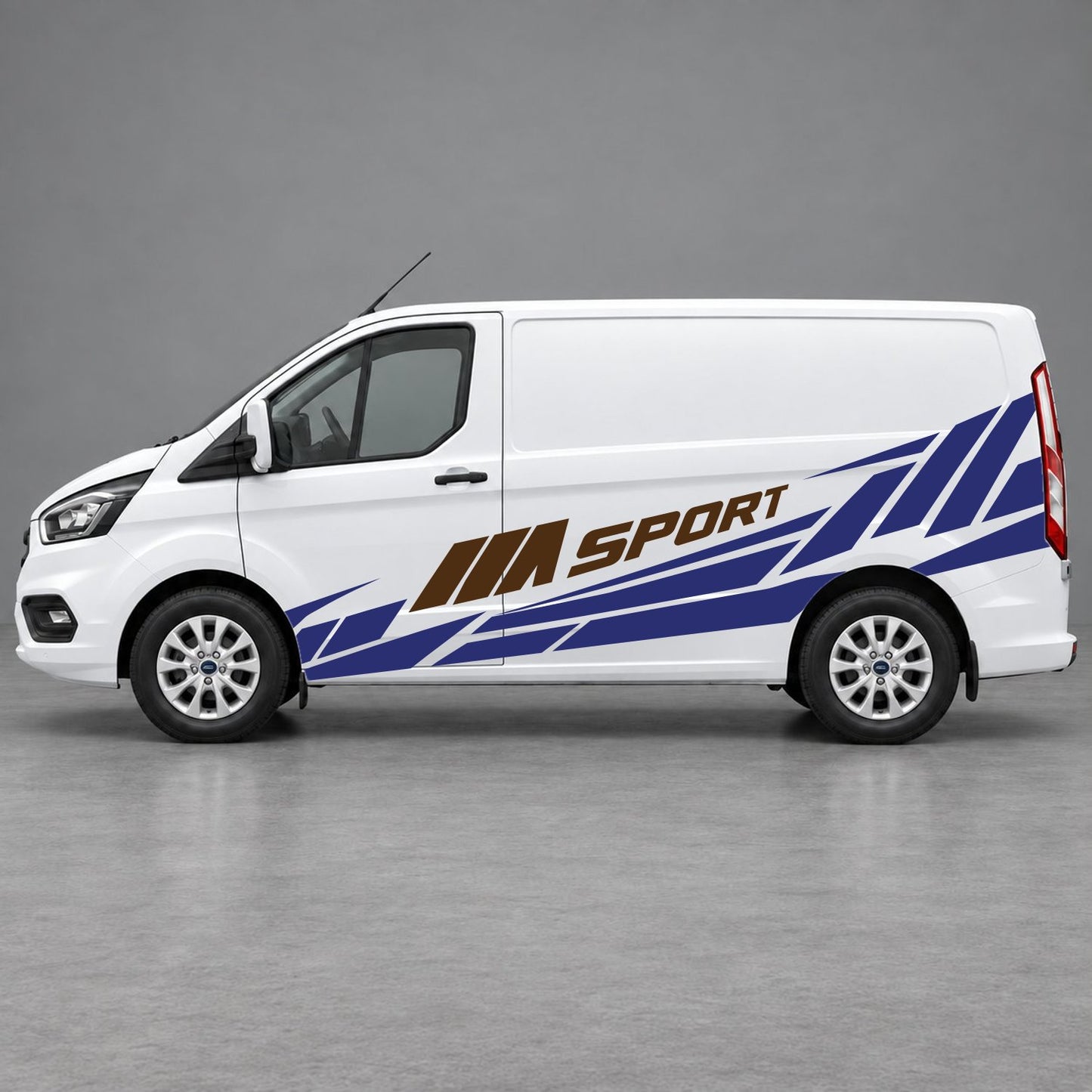 Ford Transit Custom M Sport Racing Side Graphics in Navy Blue & Brown