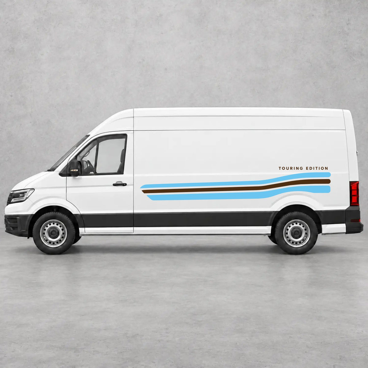 VW Crafter Touring Edition Side Stripes in Light Blue & Brown