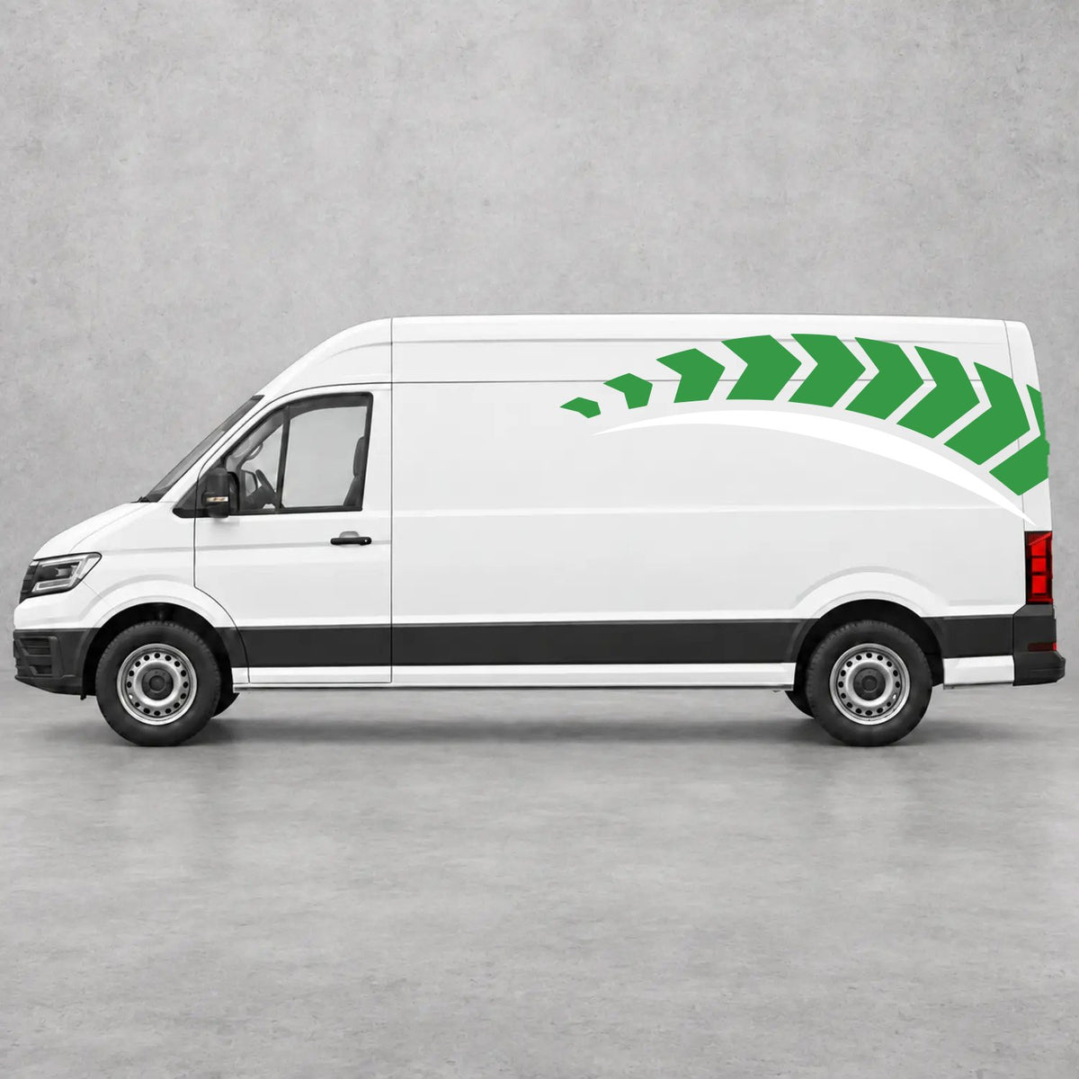 VW Crafter Chevron Track Side Graphics in Green & White