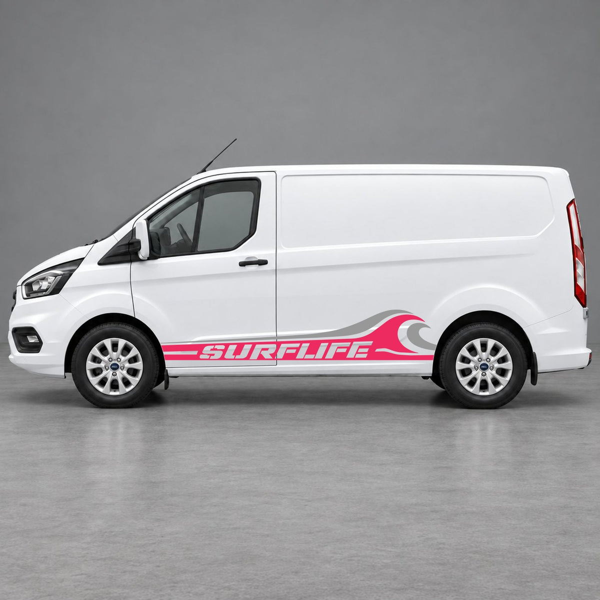 Ford Transit Custom Surflife Wave Side Stripes in Pink & Grey