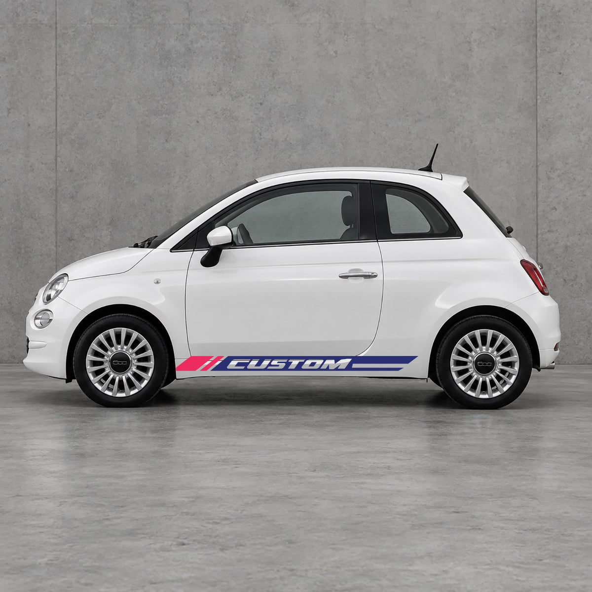 Fiat 500 Custom Lower Side Stripes Kit - Pair Supplied in Navy Blue & Pink