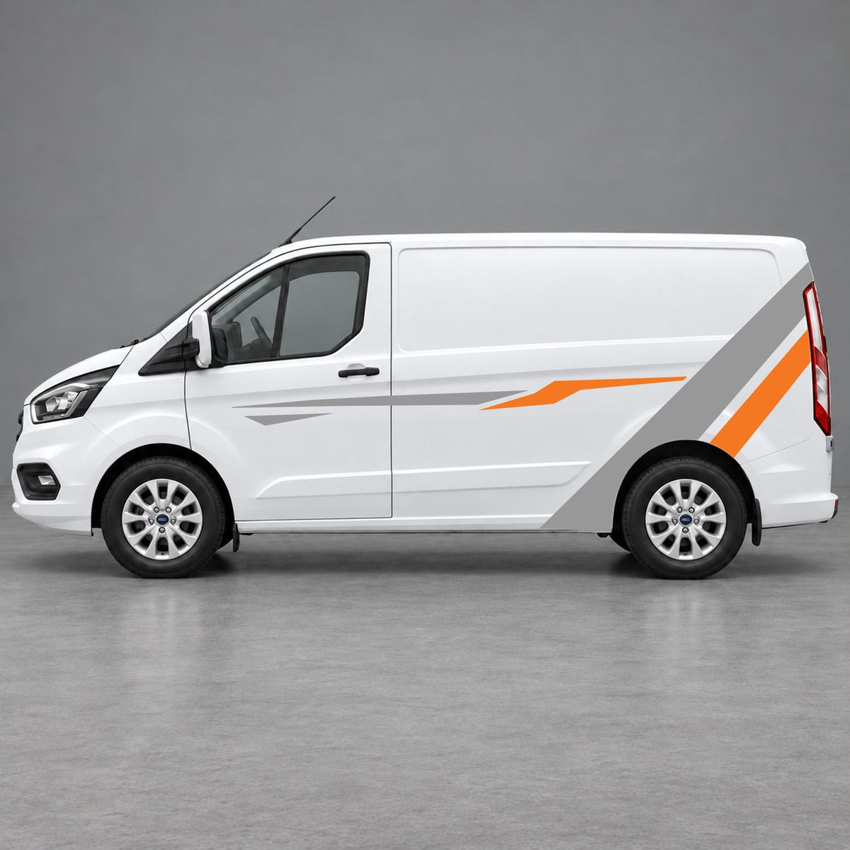 Ford Transit Custom Bold Rear Diagonal Side Stripes in Grey & Orange