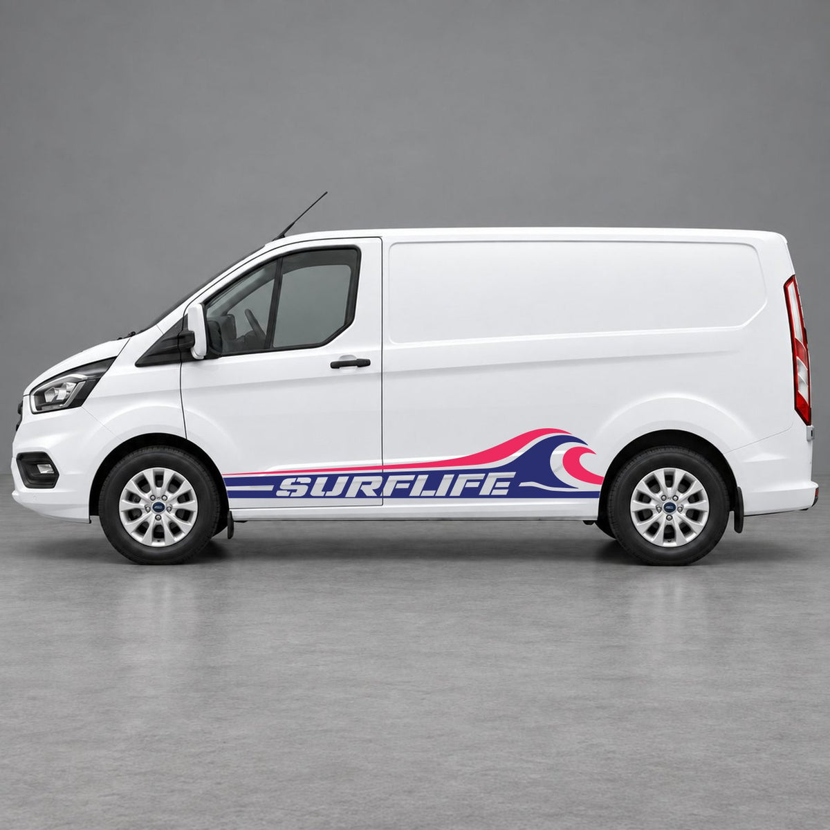 Ford Transit Custom Surflife Wave Side Stripes in Navy Blue & Pink