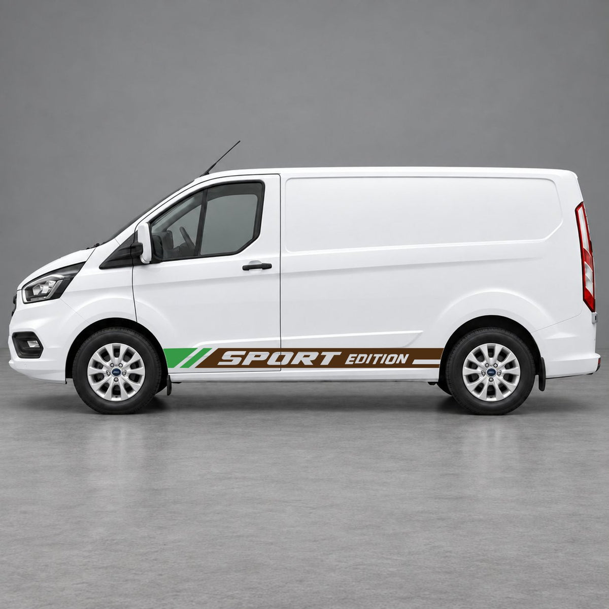 Ford Transit Custom Sport Edition Lower Side Graphics in Brown & Green