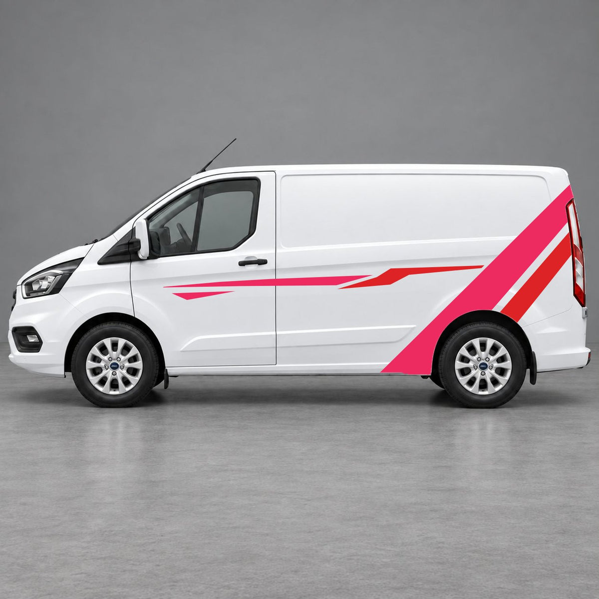 Ford Transit Custom Bold Rear Diagonal Side Stripes in Pink & Red