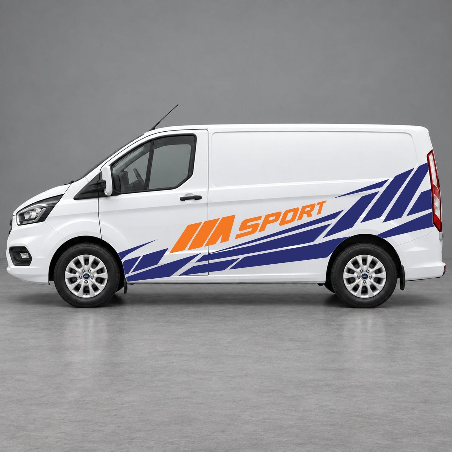 Ford Transit Custom M Sport Racing Side Graphics in Navy Blue & Orange
