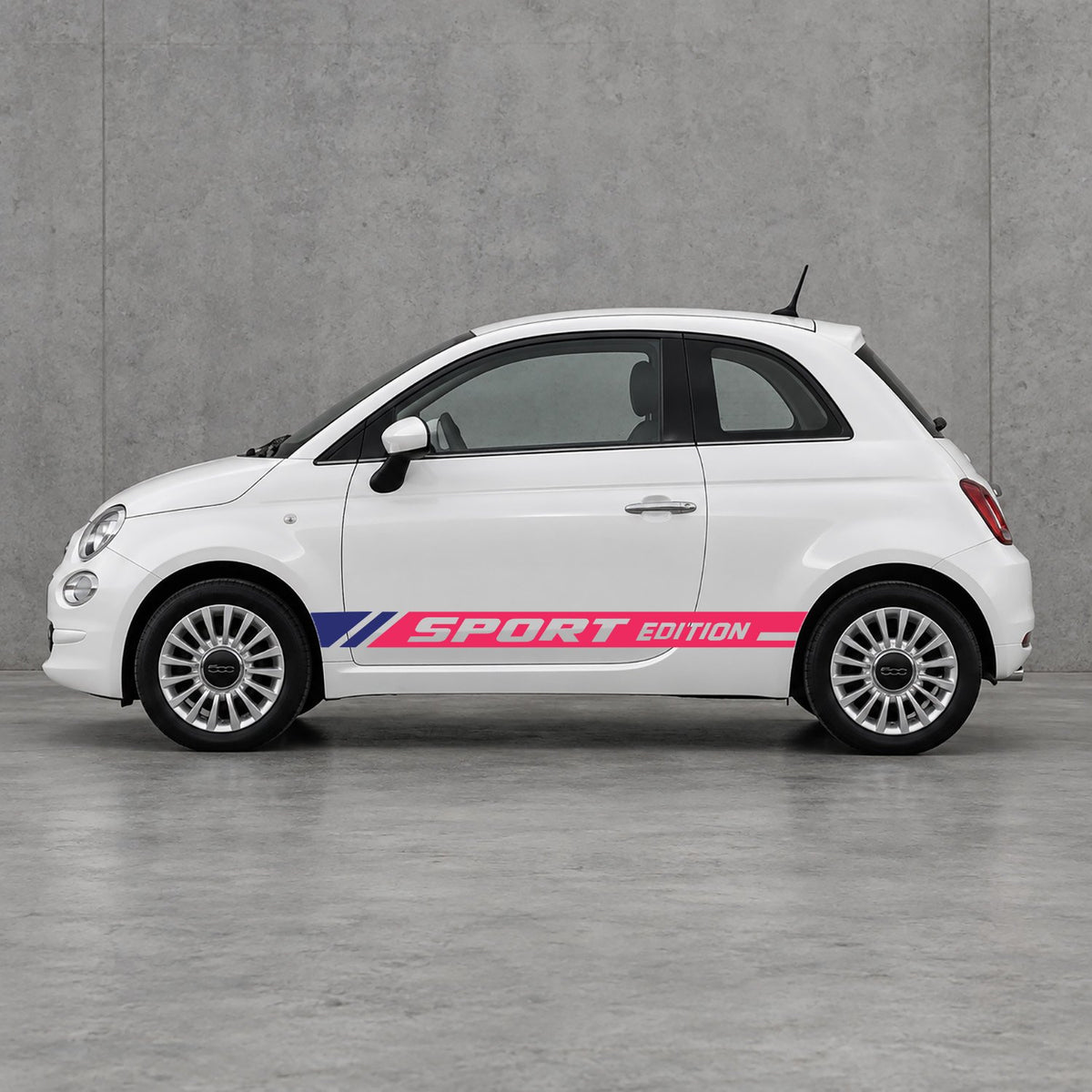 Fiat 500 Sport Edition Side Stripes Kit - Pair Supplied in Pink & Navy Blue