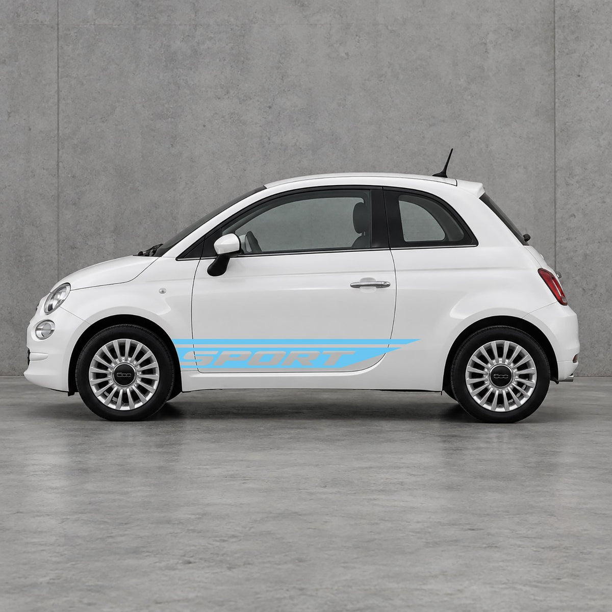 Fiat 500 Sport Lower Side Stripes Kit - Pair Supplied in Light Blue & Light Blue