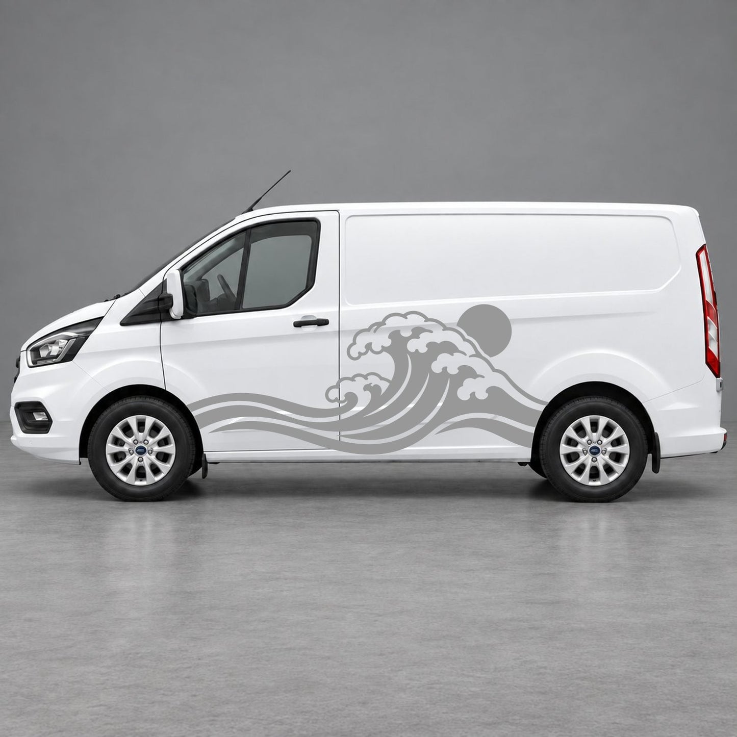 Ford Transit Custom Ocean Wave & Sunset Side Graphics in Grey