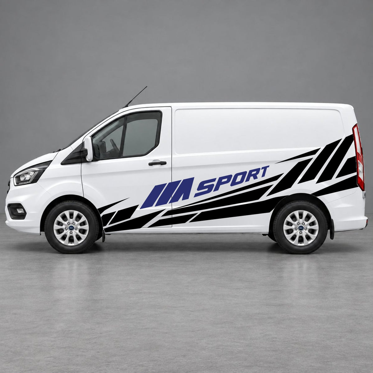 Ford Transit Custom M Sport Racing Side Graphics in Black & Navy Blue
