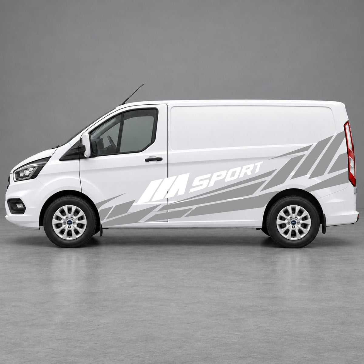 Ford Transit Custom M Sport Racing Side Graphics in Grey & White