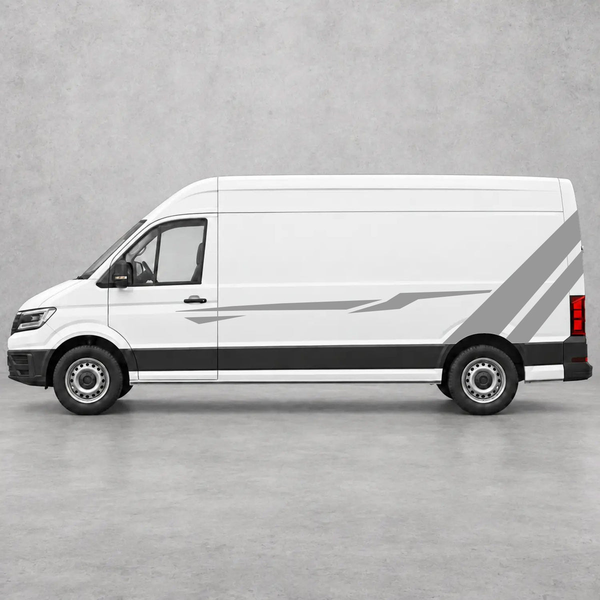 VW Crafter Bold Rear Diagonal Side Stripes in Grey & Grey