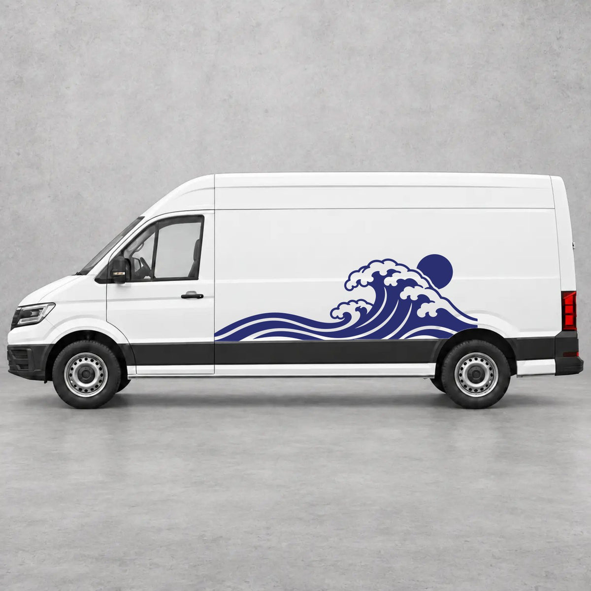 VW Crafter Ocean Wave & Sunset Side Graphics in Navy Blue