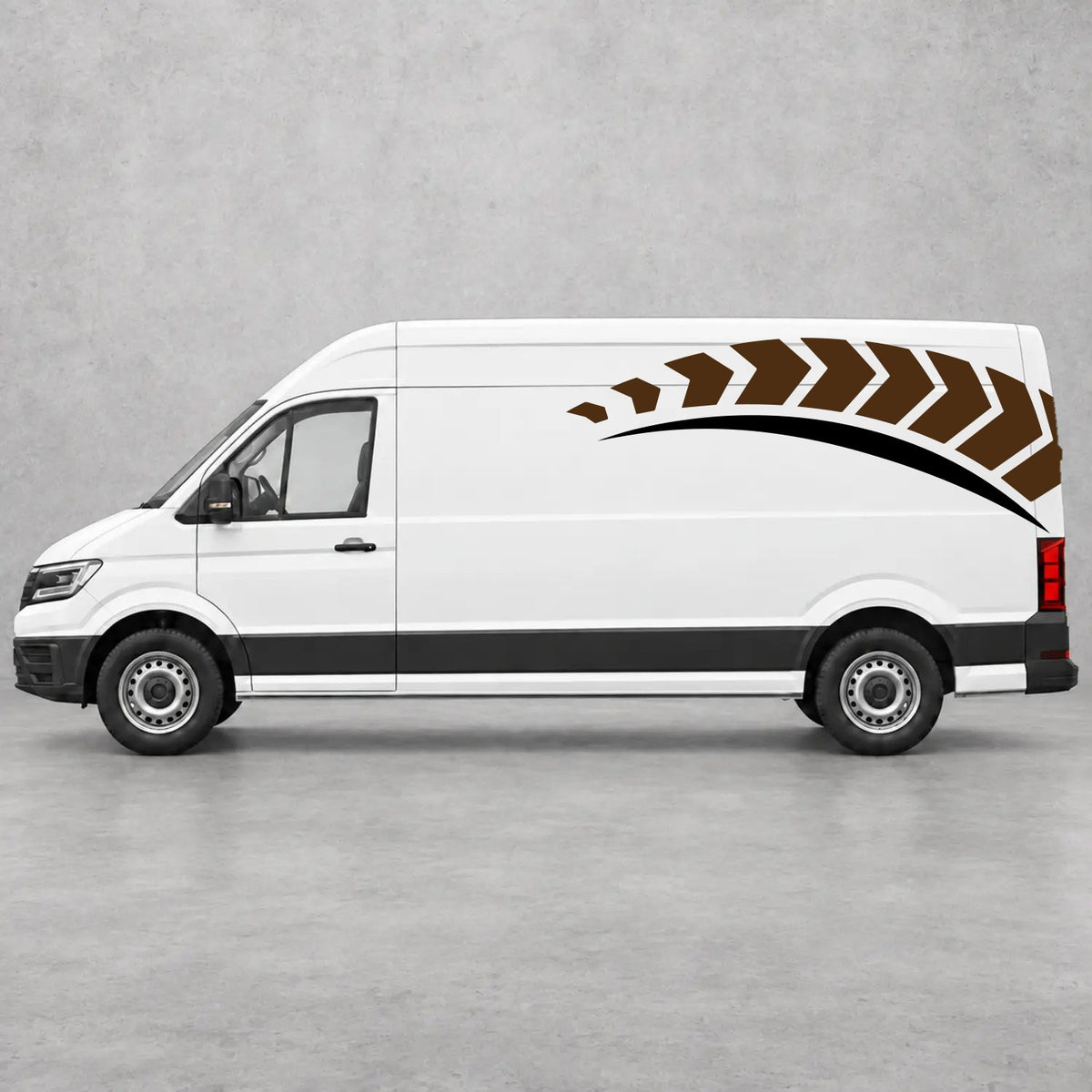 VW Crafter Chevron Track Side Graphics in Brown & Black