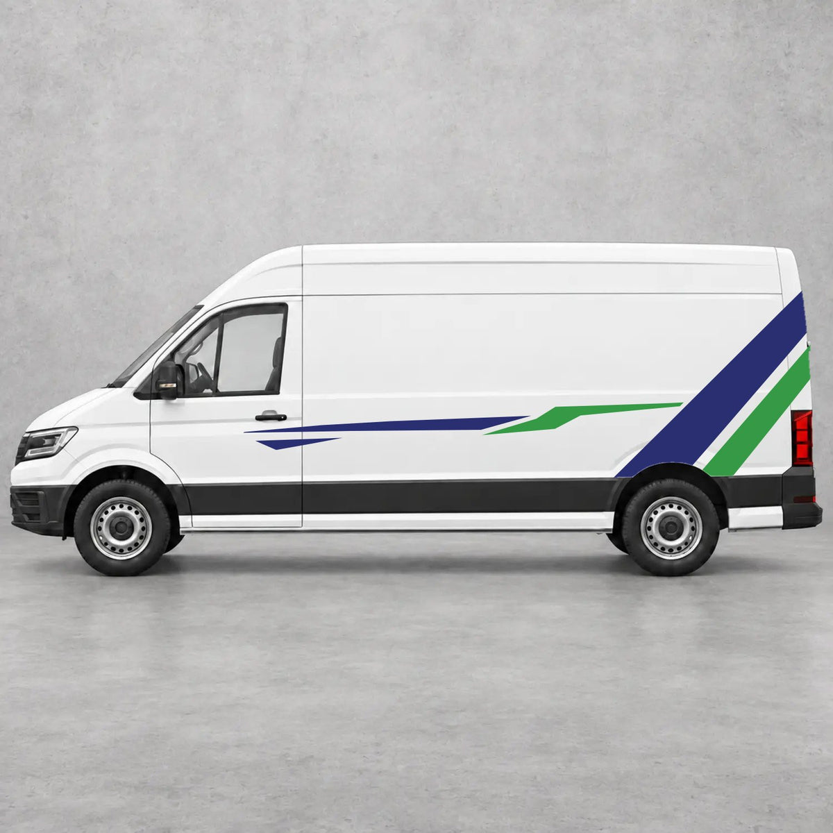 VW Crafter Bold Rear Diagonal Side Stripes in Navy Blue & Green
