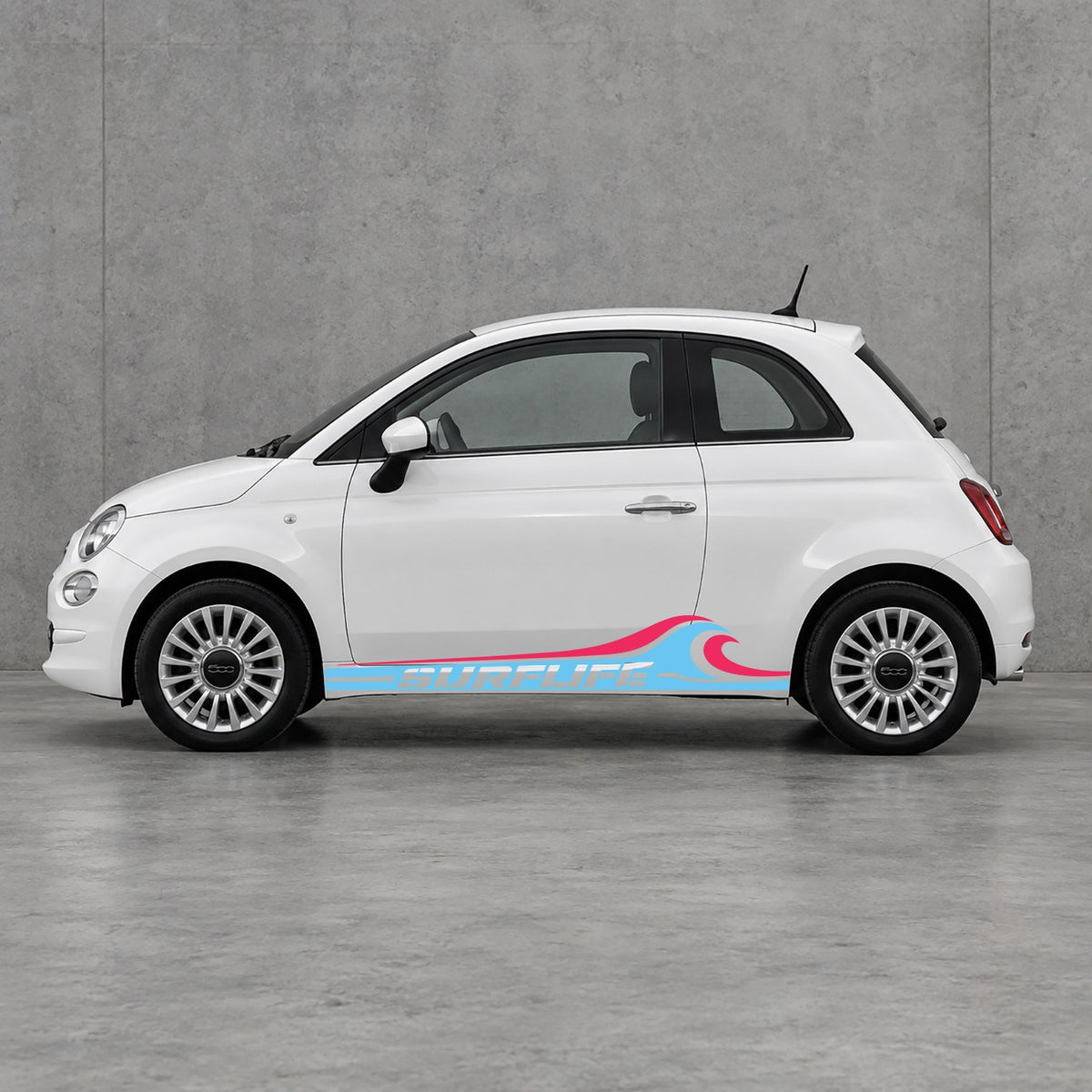 Fiat 500 Surf Life Side Stripes Kit - Pair Supplied in Light Blue & Pink