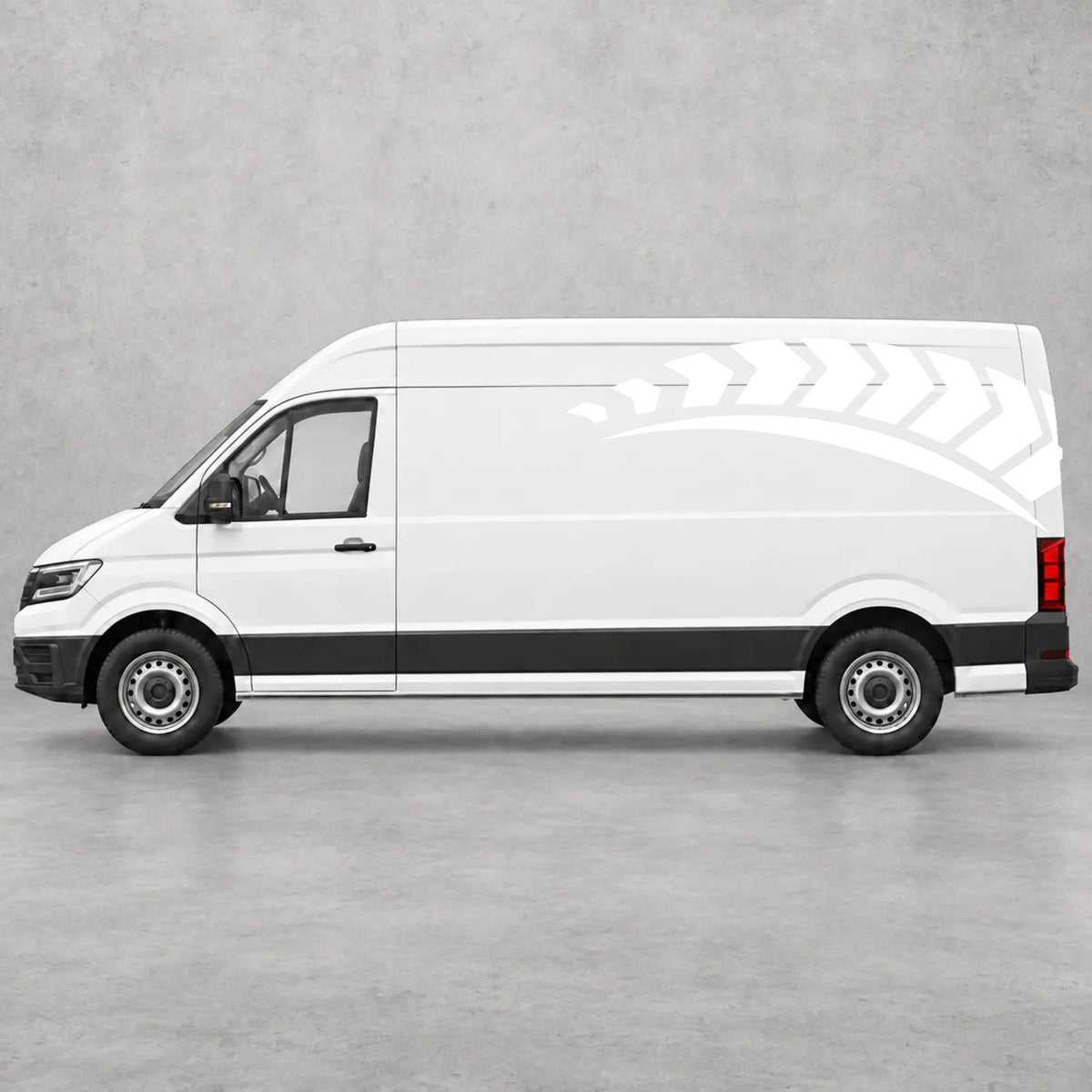 VW Crafter Chevron Track Side Graphics in White & White