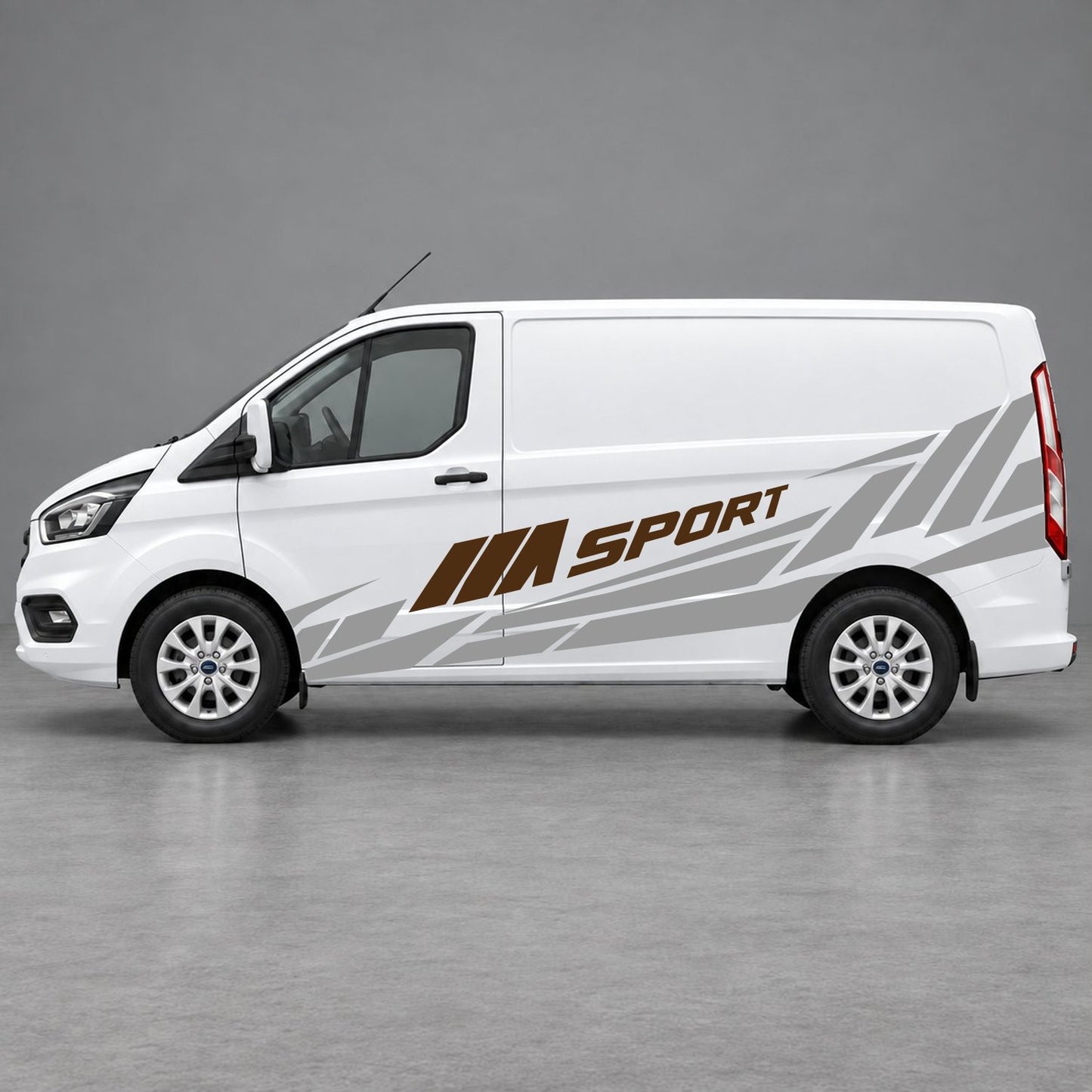 Ford Transit Custom M Sport Racing Side Graphics in Grey & Brown
