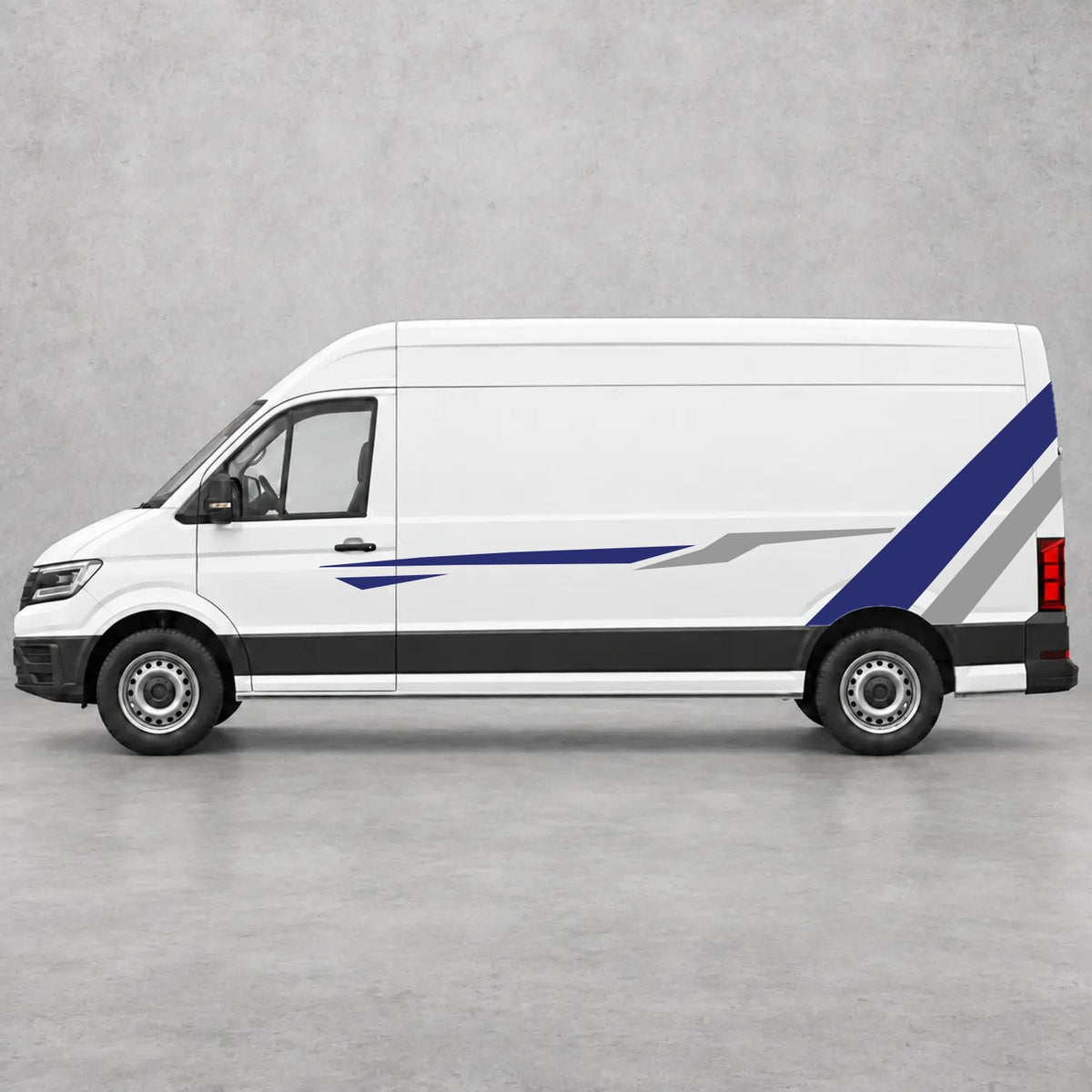 VW Crafter Bold Rear Diagonal Side Stripes in Navy Blue & Grey