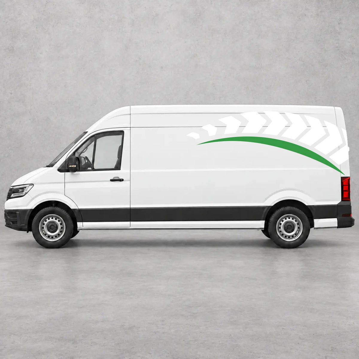 VW Crafter Chevron Track Side Graphics in White & Green