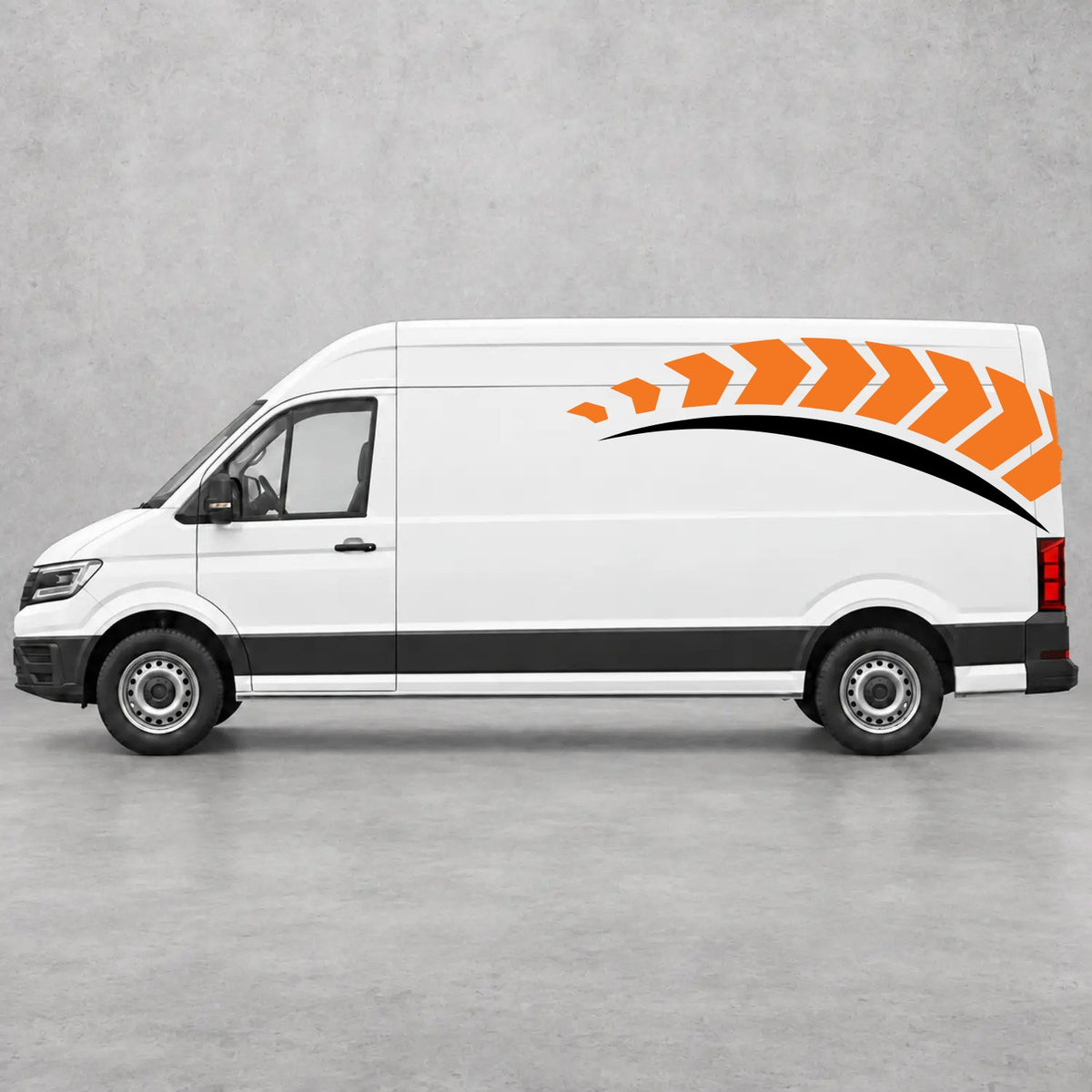 VW Crafter Chevron Track Side Graphics in Orange & Black