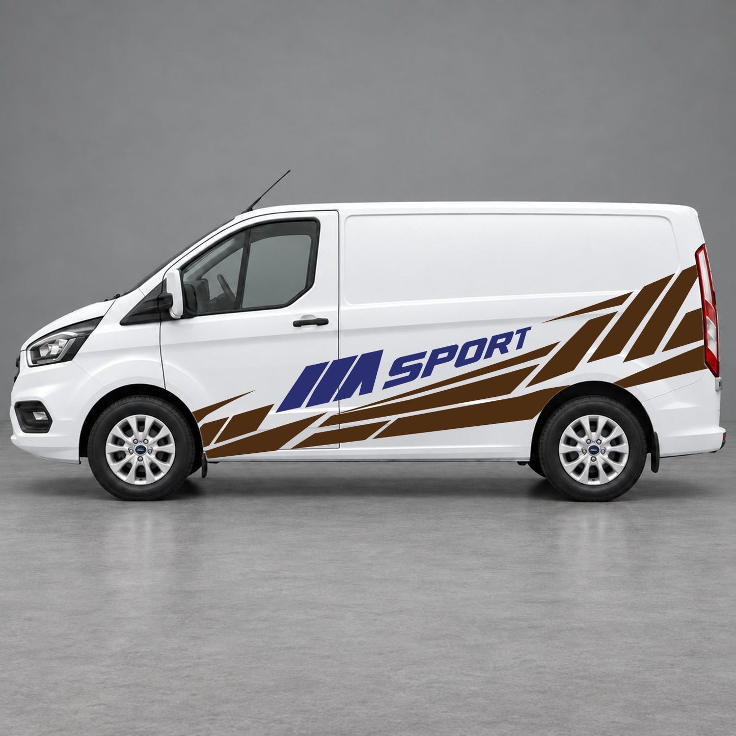 Ford Transit Custom M Sport Racing Side Graphics in Brown & Navy Blue