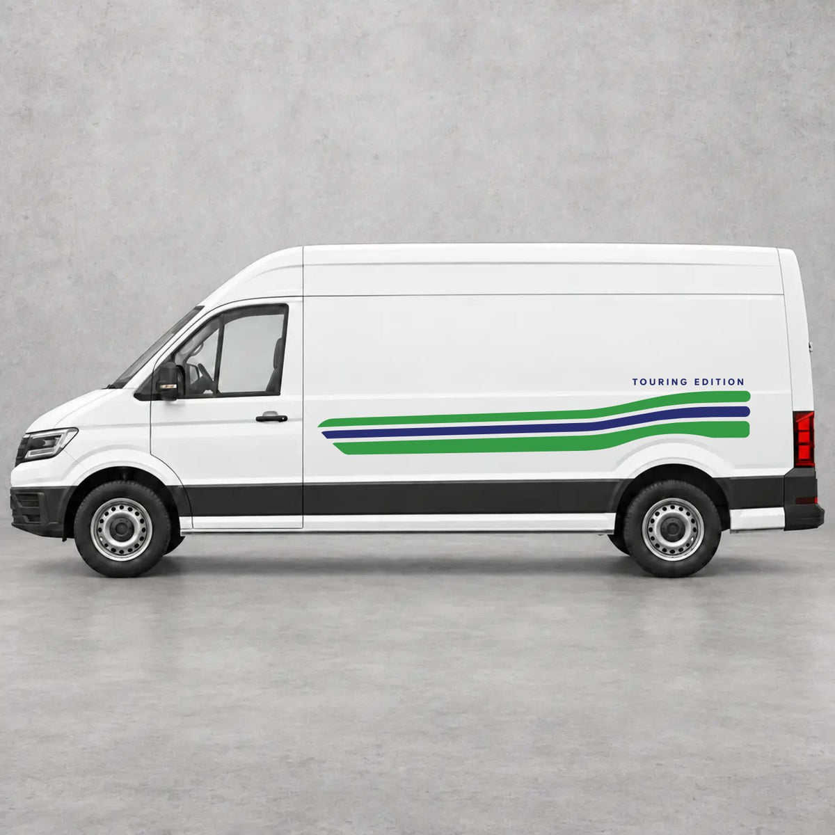 VW Crafter Touring Edition Side Stripes in Green & Navy Blue