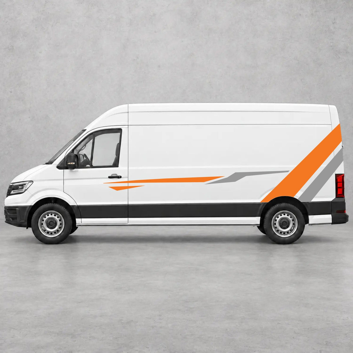 VW Crafter Bold Rear Diagonal Side Stripes in Orange & Grey